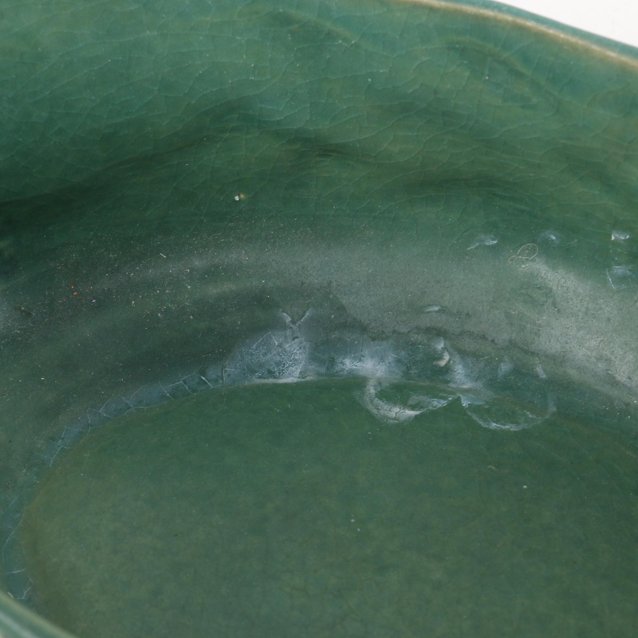 Roseville Pottery "Magnolia" Rose Bowl with "Clematis" Console Bowl, Mid-20th C.