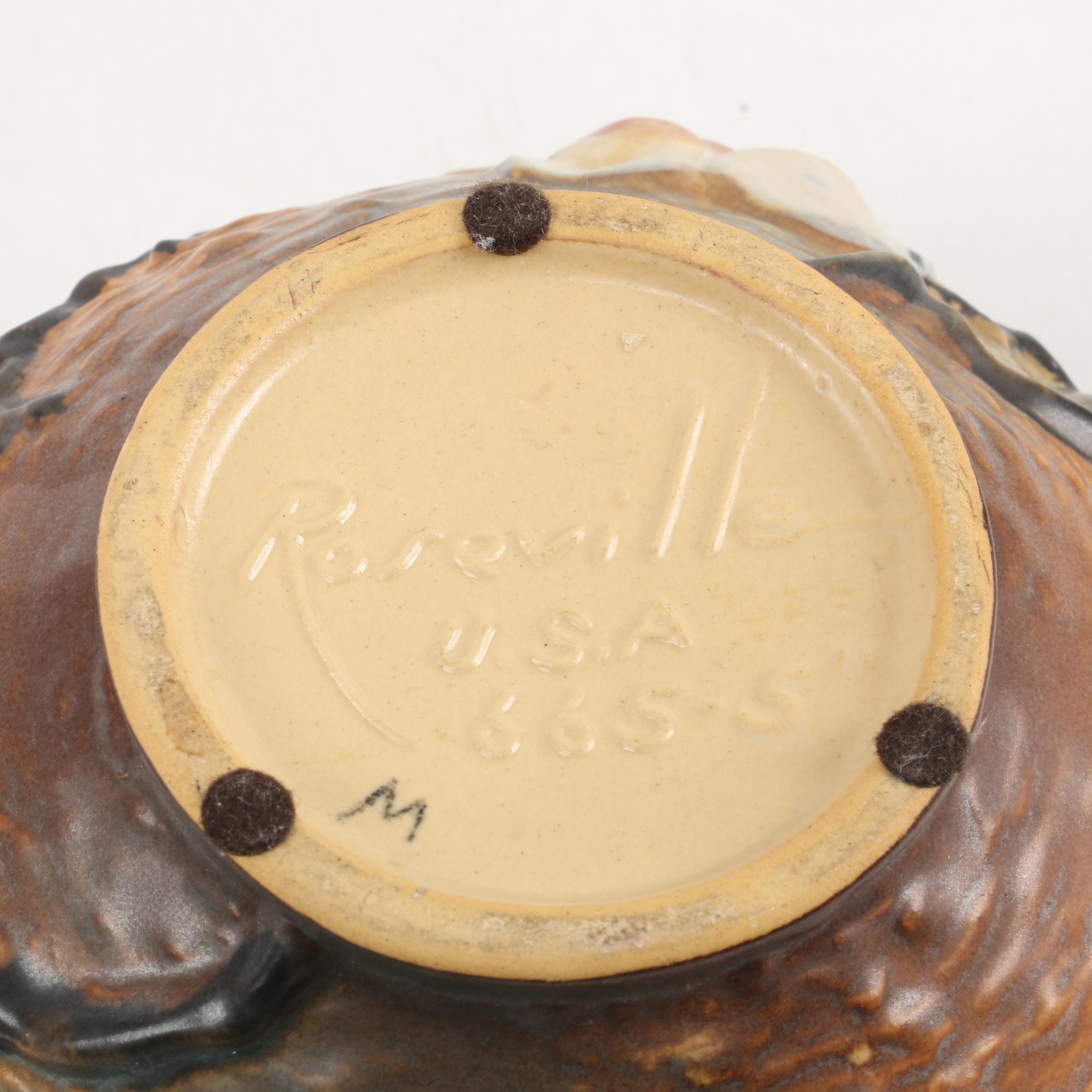 Roseville Pottery "Magnolia" Rose Bowl with "Clematis" Console Bowl, Mid-20th C.