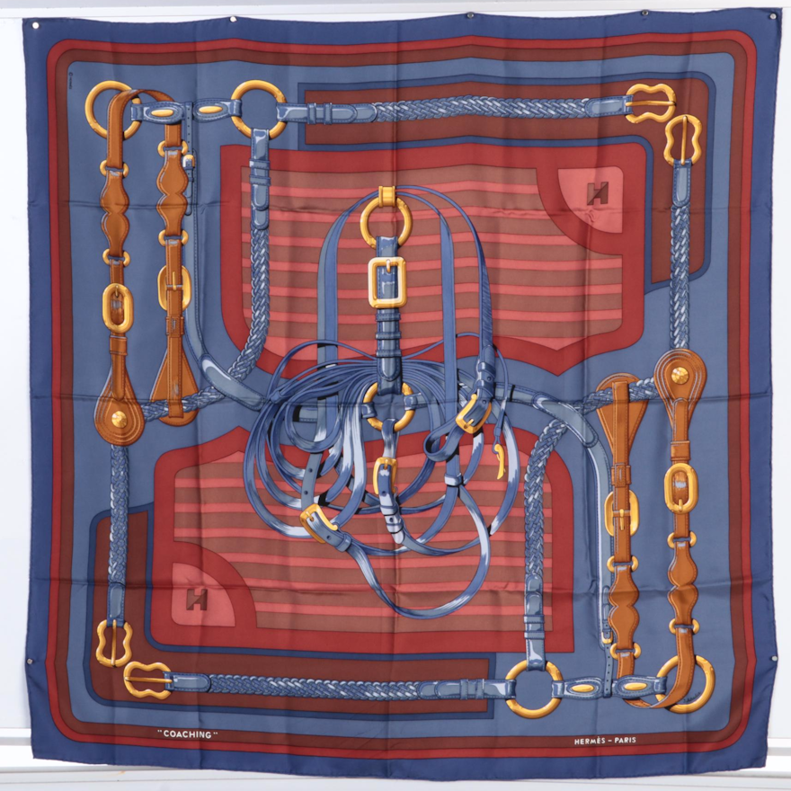 Hermès "Coaching" Silk Twill Scarf