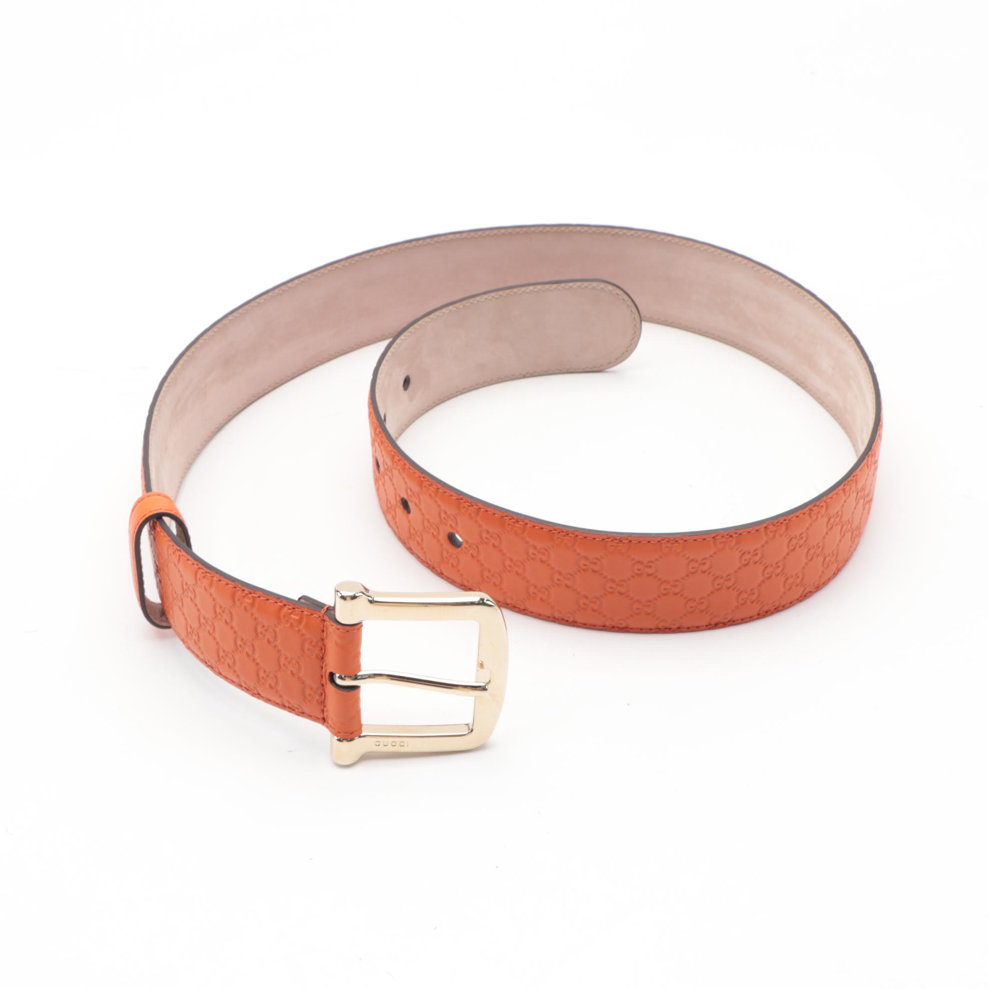 Gucci Orange Microguccissima Leather Belt