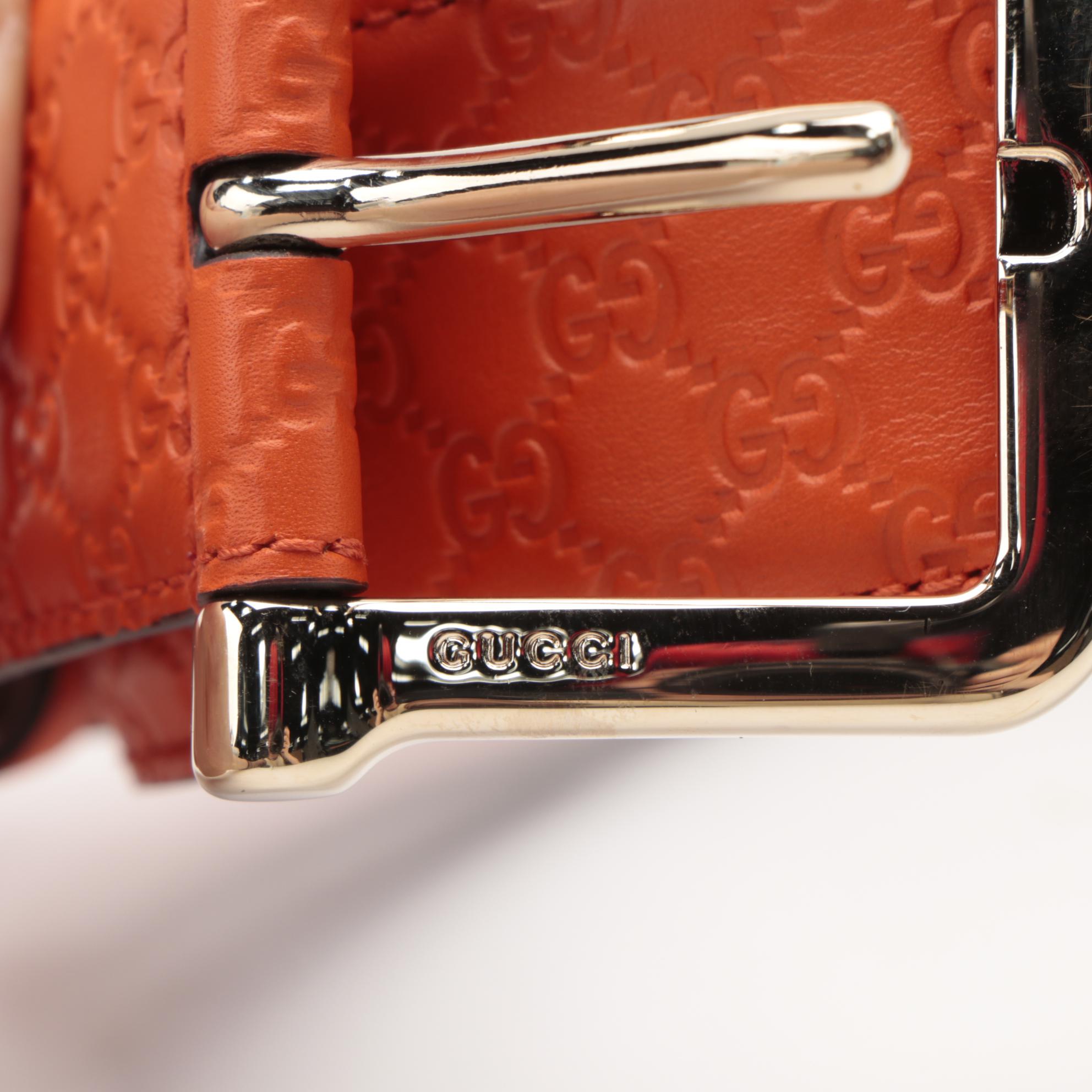 Gucci Orange Microguccissima Leather Belt