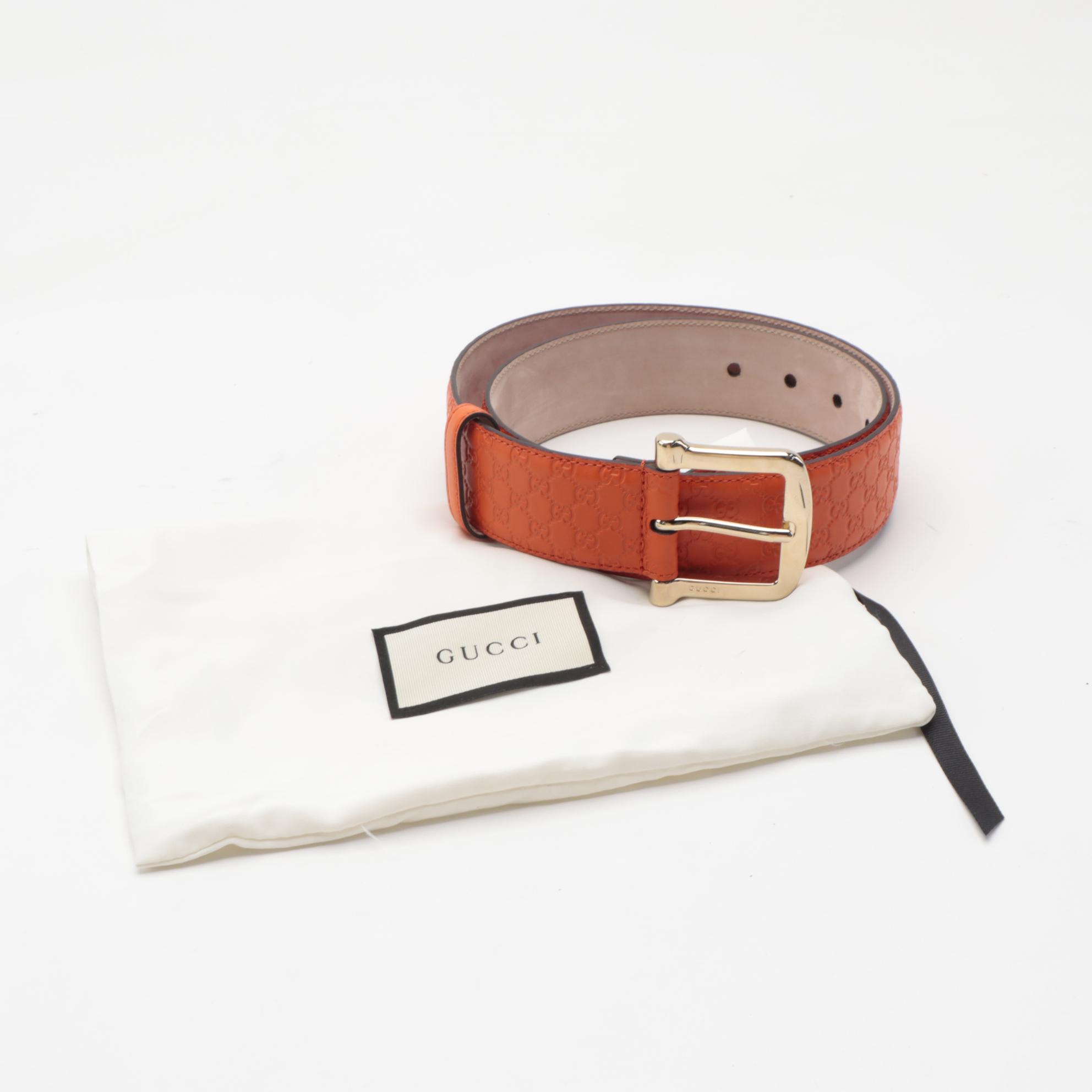 Gucci Orange Microguccissima Leather Belt