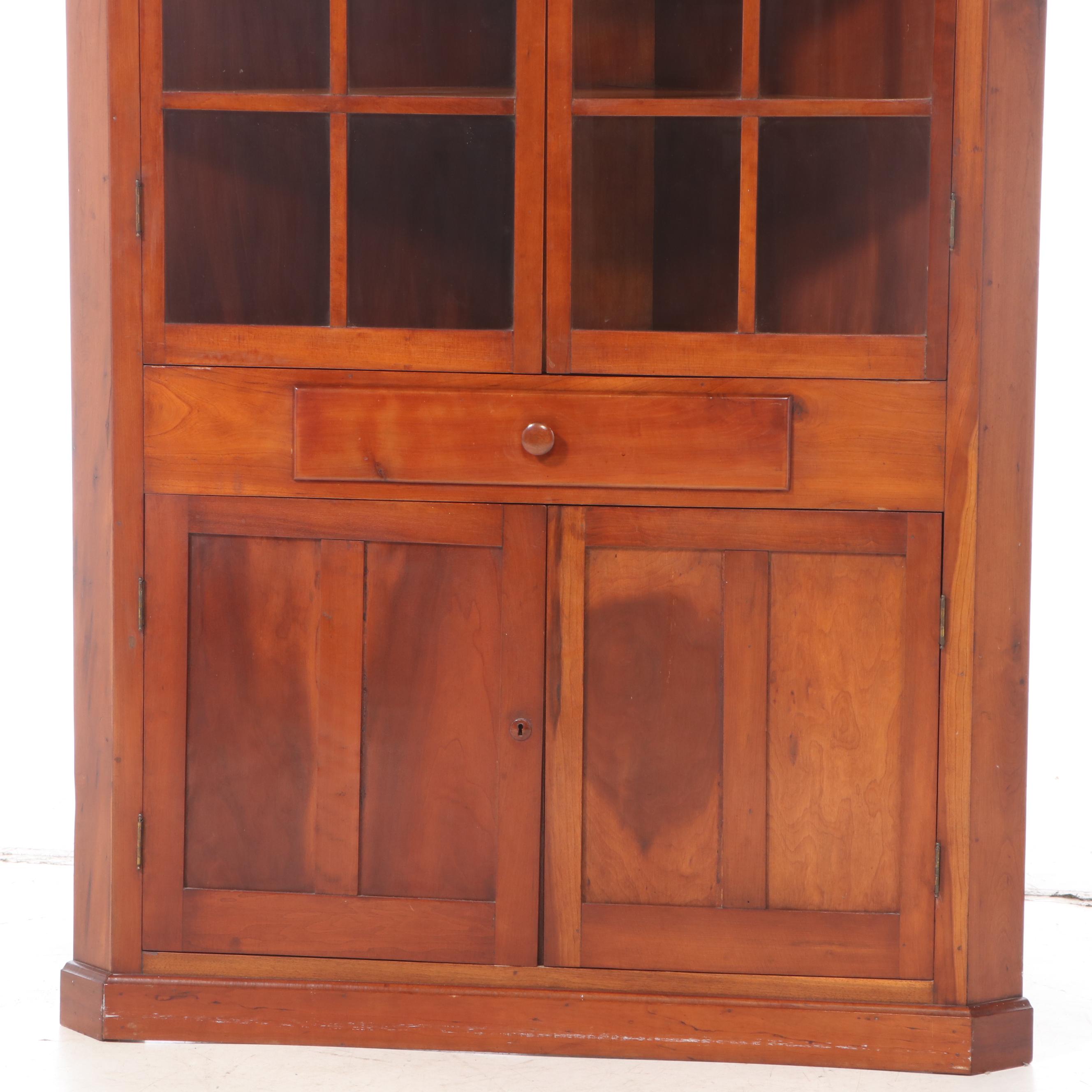 Federal Style Cherry Corner China Cabinet, Early 20th Century