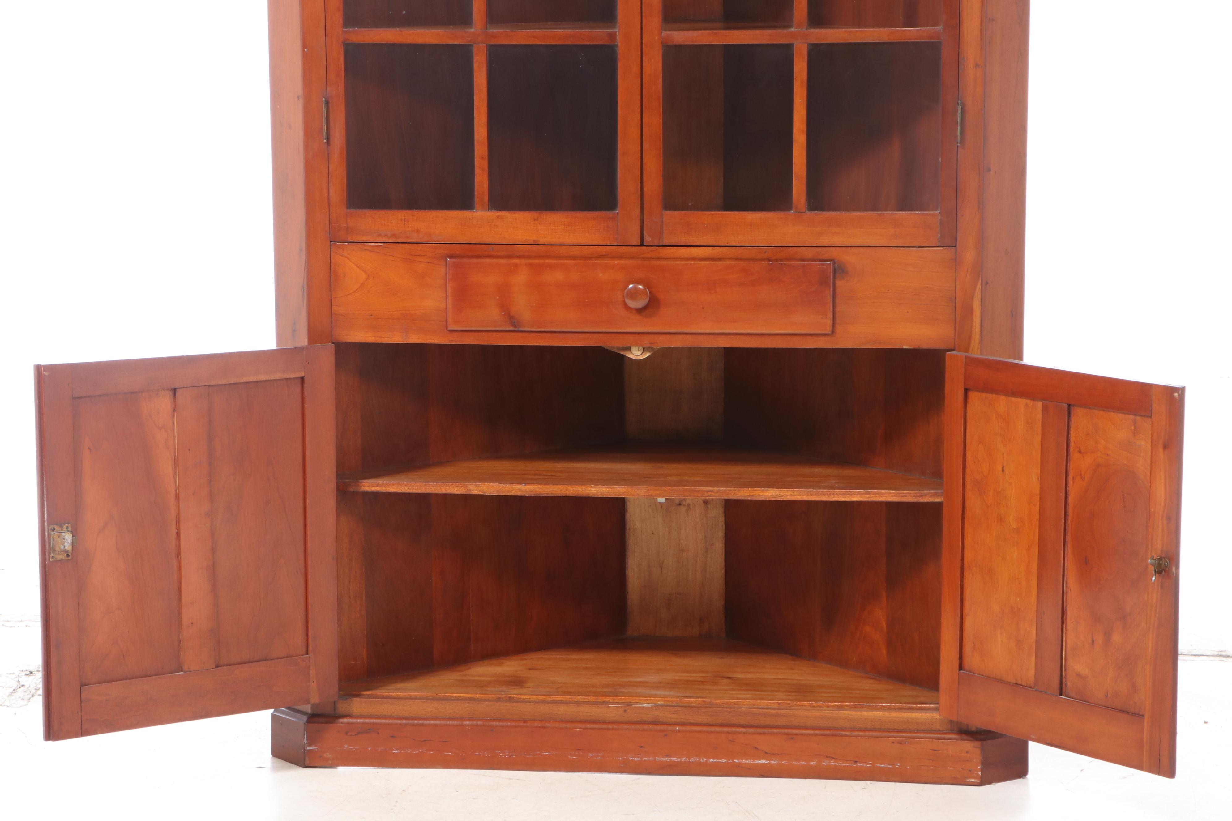 Federal Style Cherry Corner China Cabinet, Early 20th Century