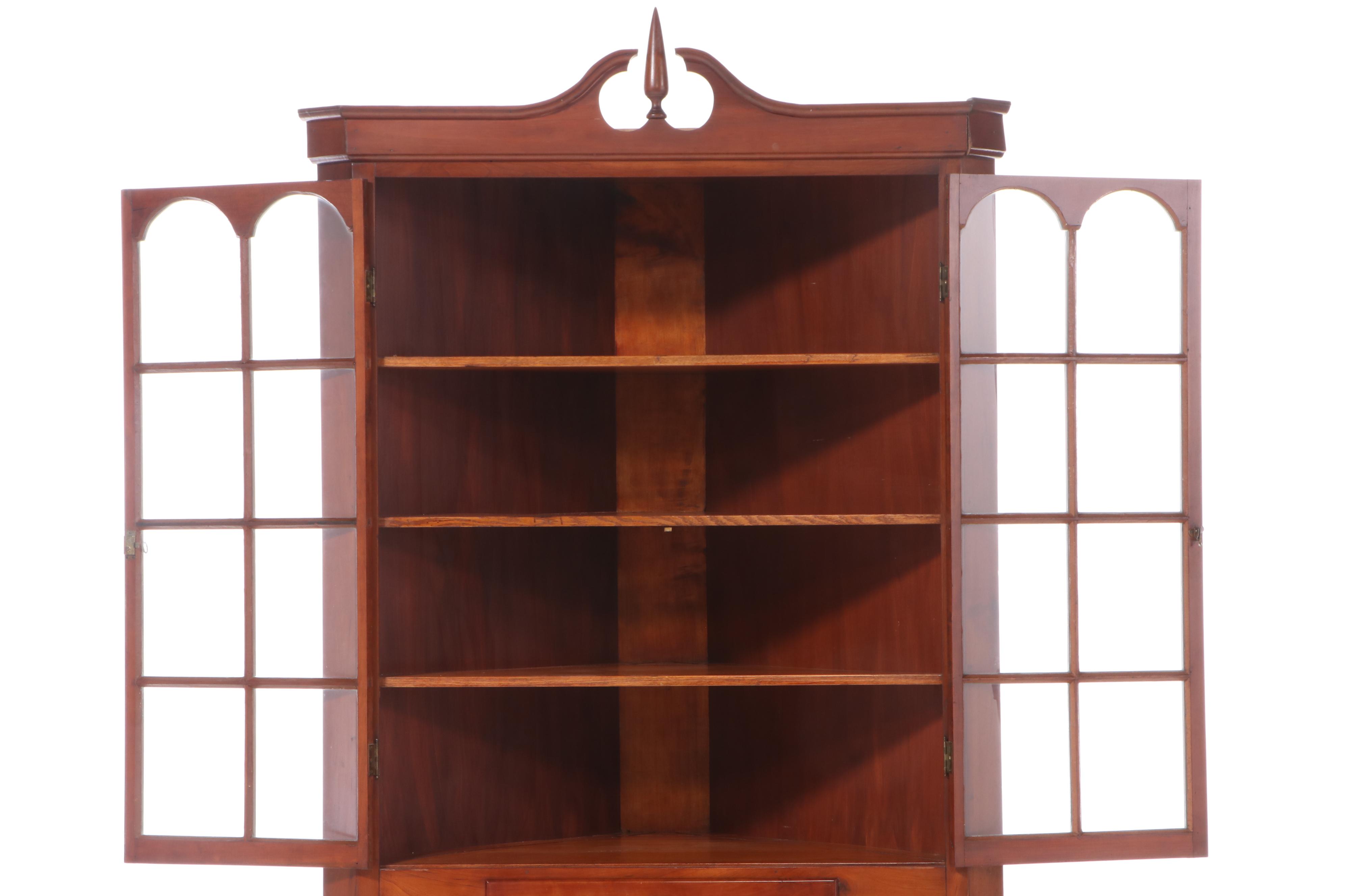 Federal Style Cherry Corner China Cabinet, Early 20th Century