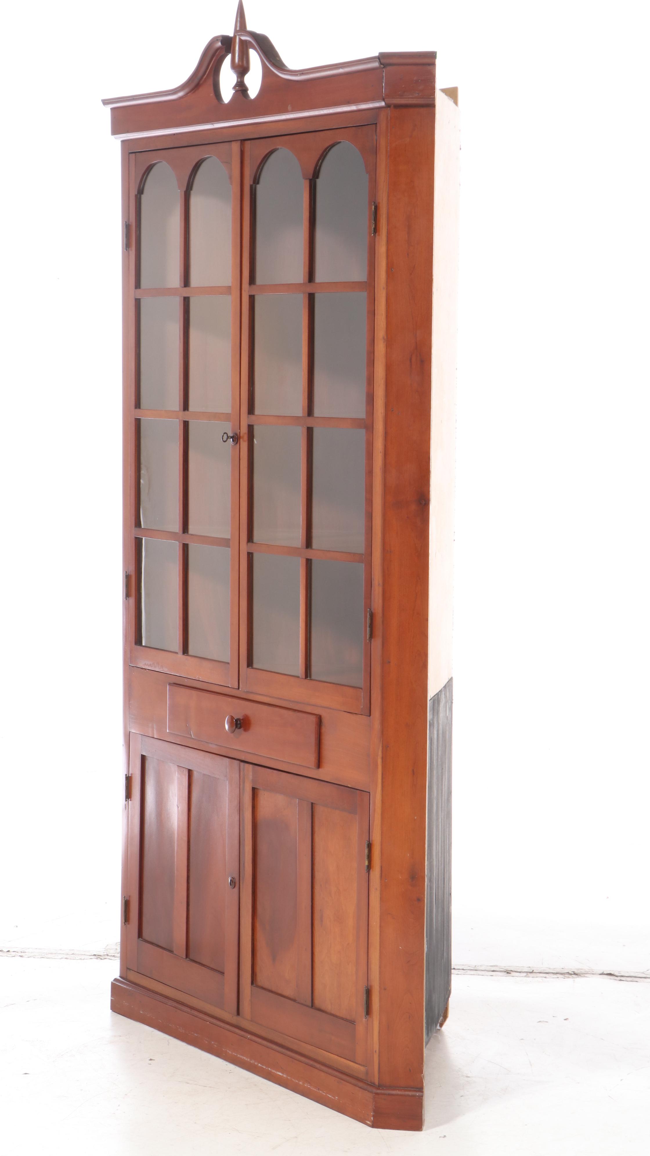 Federal Style Cherry Corner China Cabinet, Early 20th Century