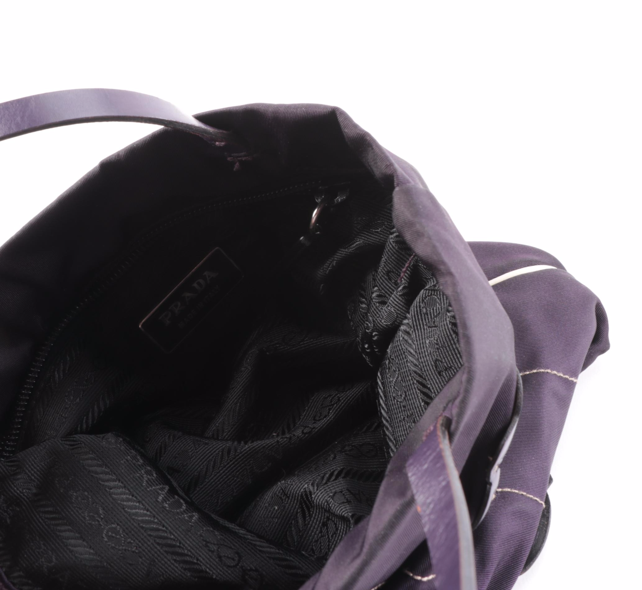 Prada Tessuto Small Tote Bag with Contrast Piping and Appliquéd Leather Roses