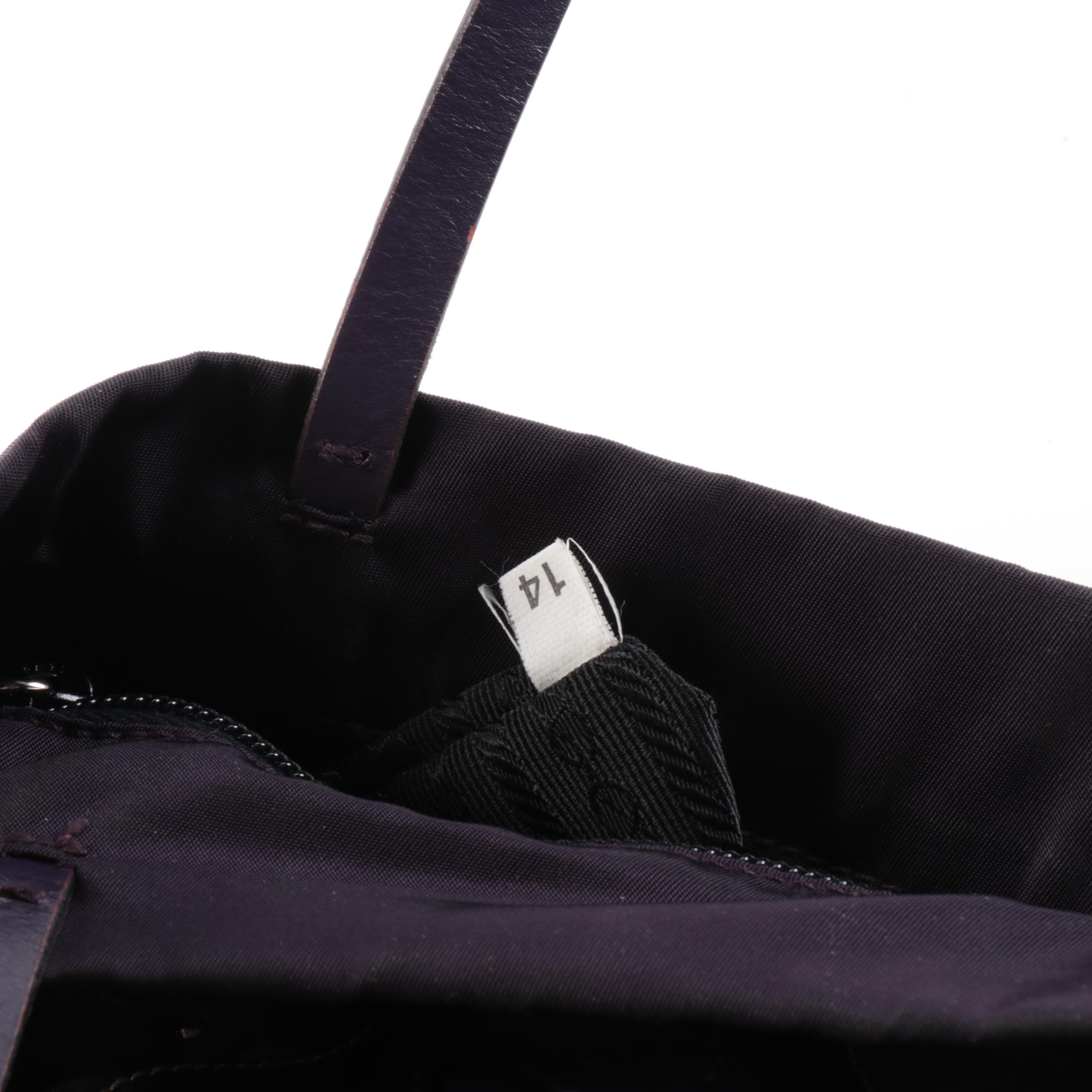 Prada Tessuto Small Tote Bag with Contrast Piping and Appliquéd Leather Roses