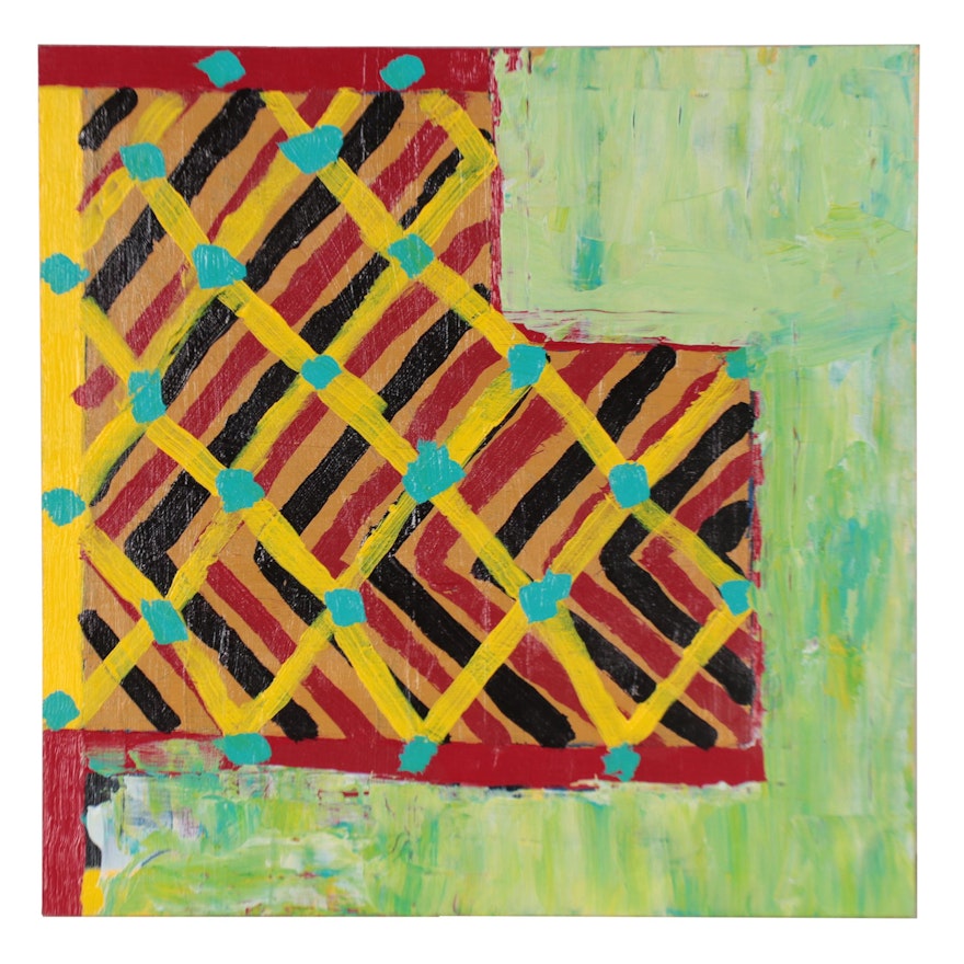 Lawton Orchard Abstract Acrylic Painting "Funky Geometry"