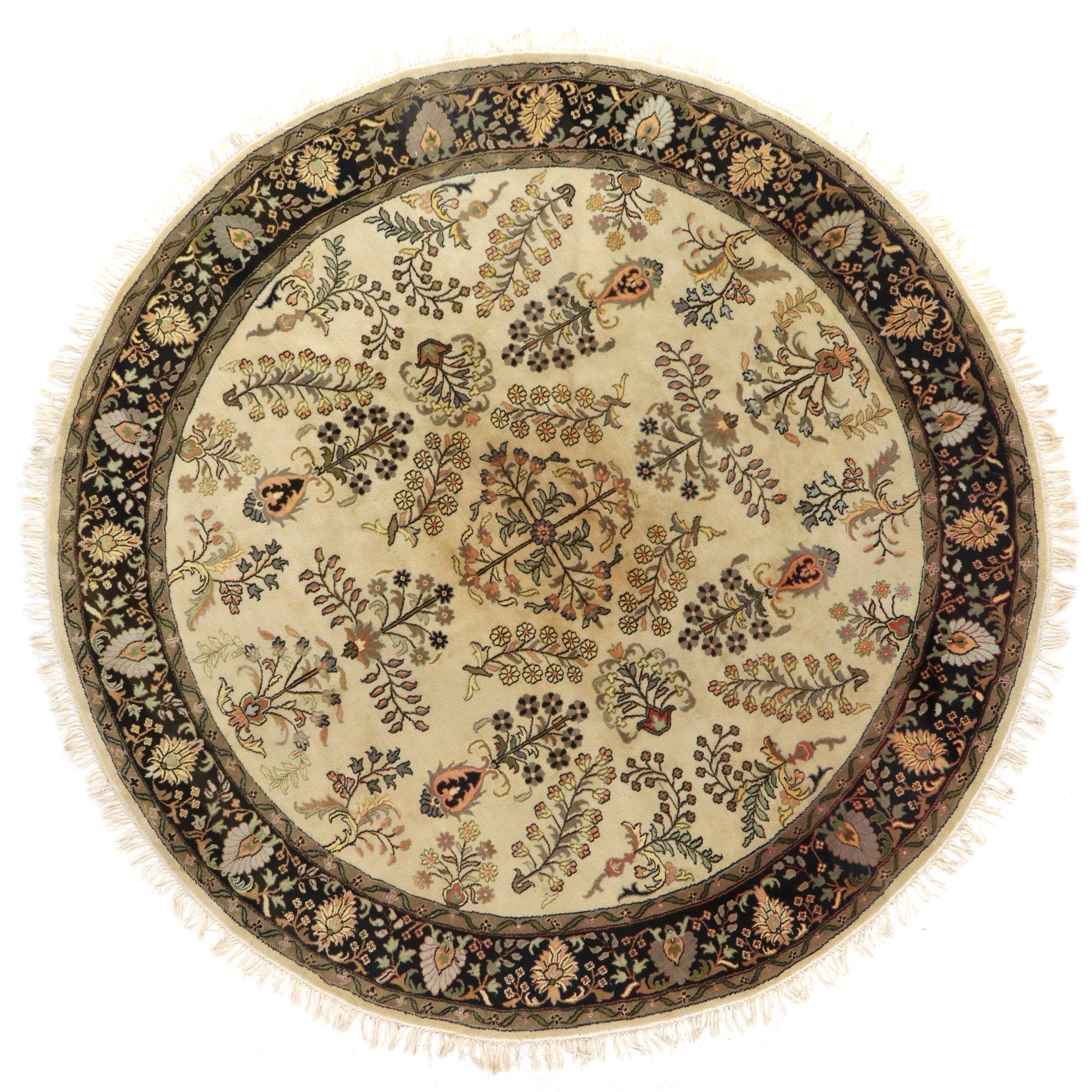 10' Round Hand-Knotted Indian Mahal Area Rug | EBTH