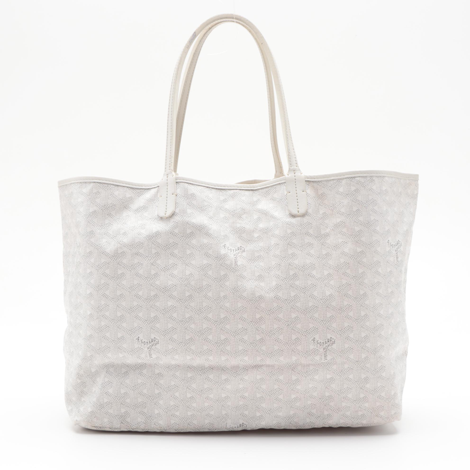 Goyard St. Louis Tote Bag with Detachable Pochette in White Goyardine Print