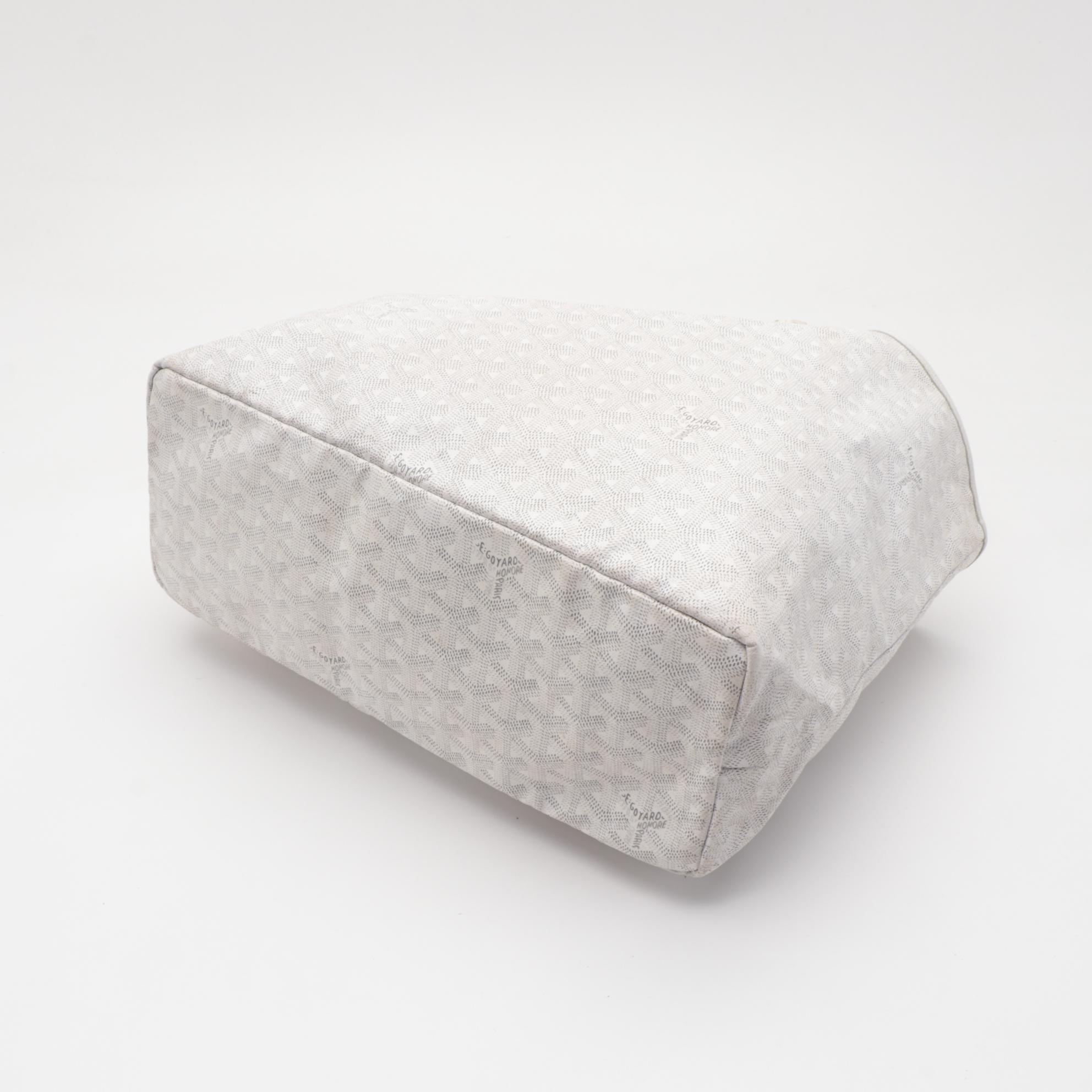 Goyard St. Louis Tote Bag with Detachable Pochette in White Goyardine Print