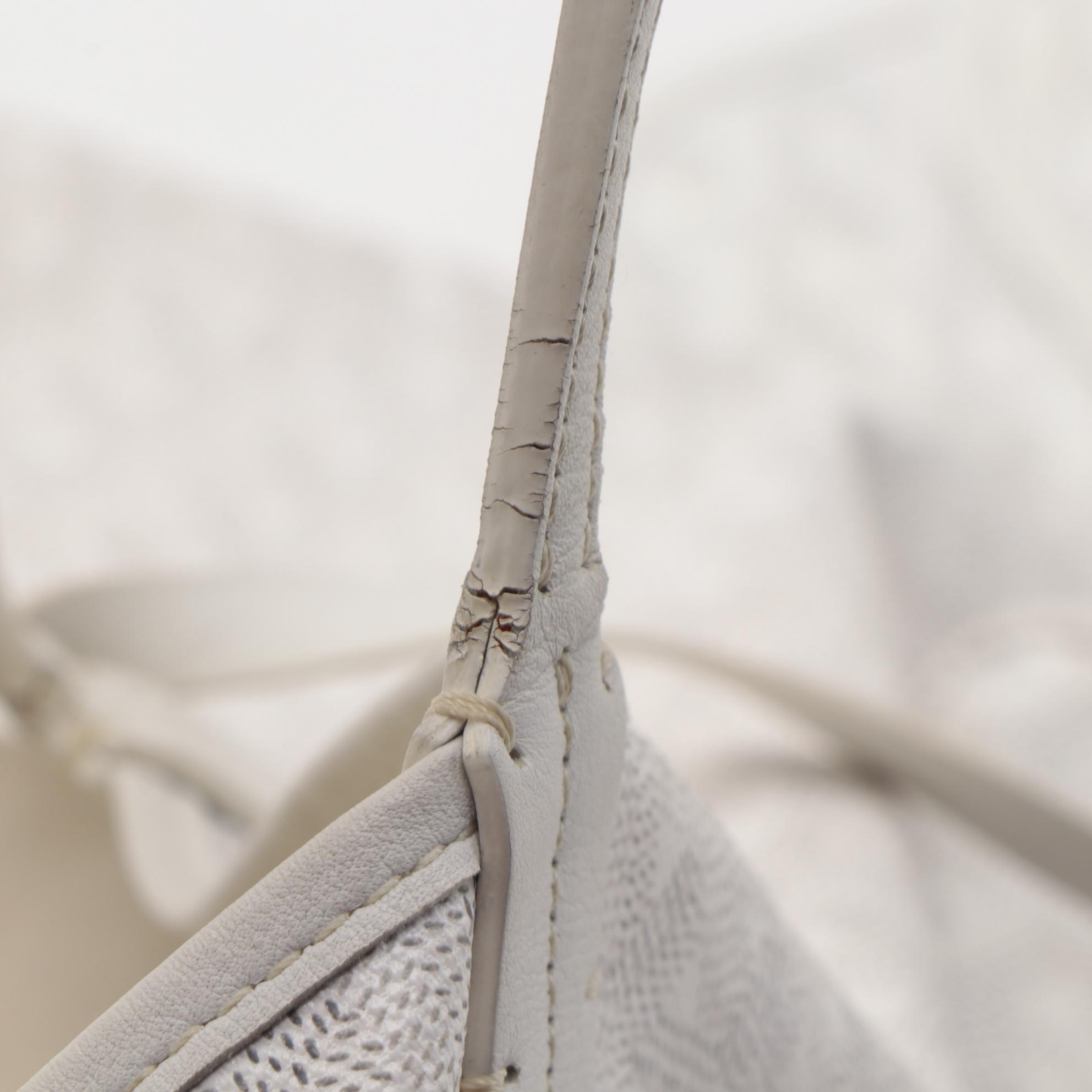 Goyard St. Louis Tote Bag with Detachable Pochette in White Goyardine Print