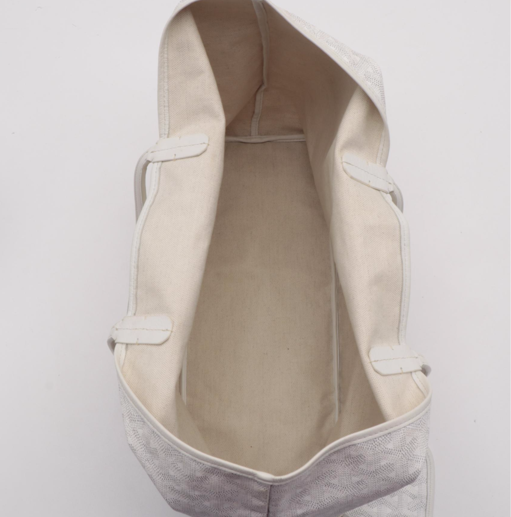 Goyard St. Louis Tote Bag with Detachable Pochette in White Goyardine Print