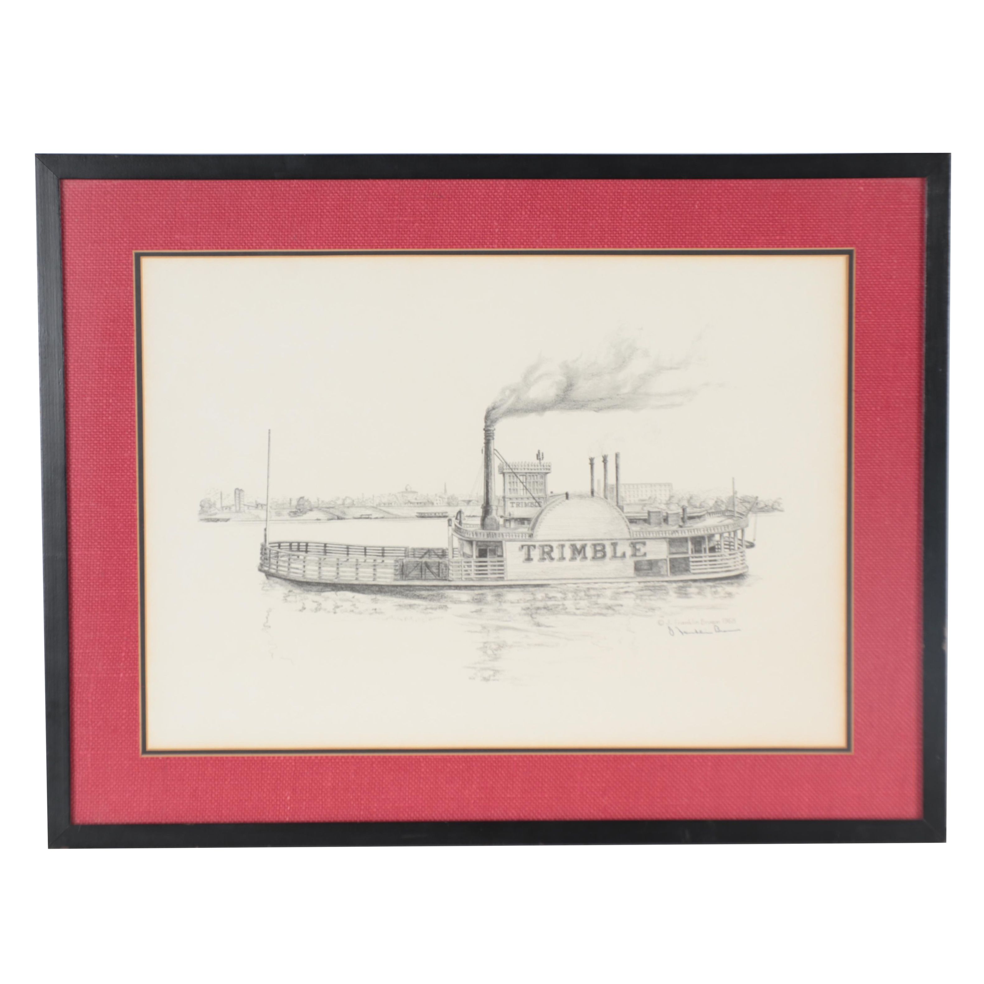J. Franklin Brown Halftone of a Riverboat