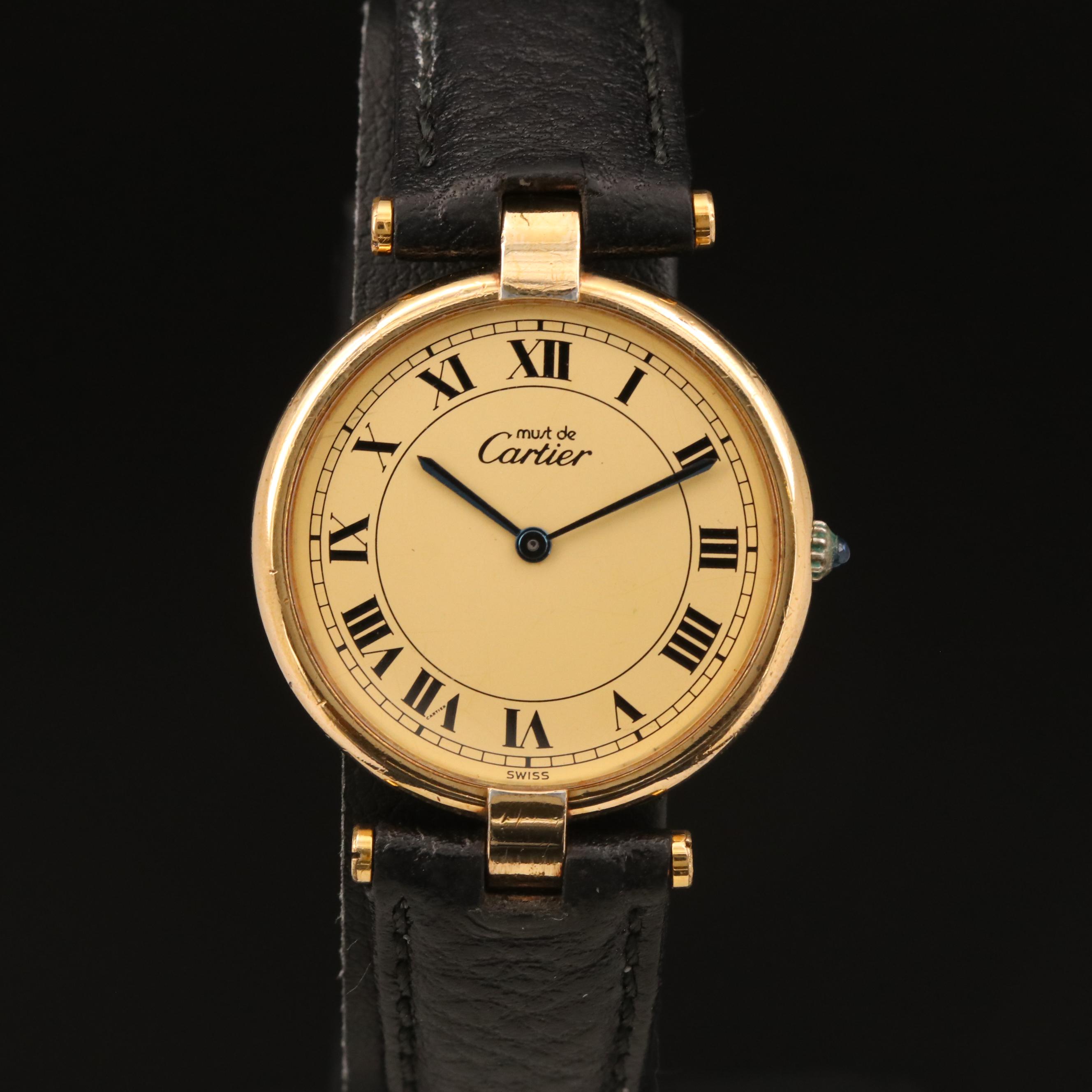 Vintage Cartier Vendome Vermeil Quartz Watch