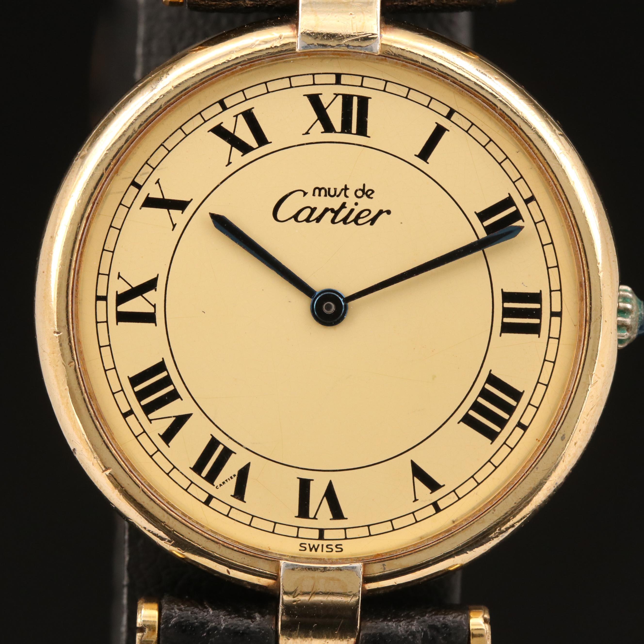 Vintage Cartier Vendome Vermeil Quartz Watch