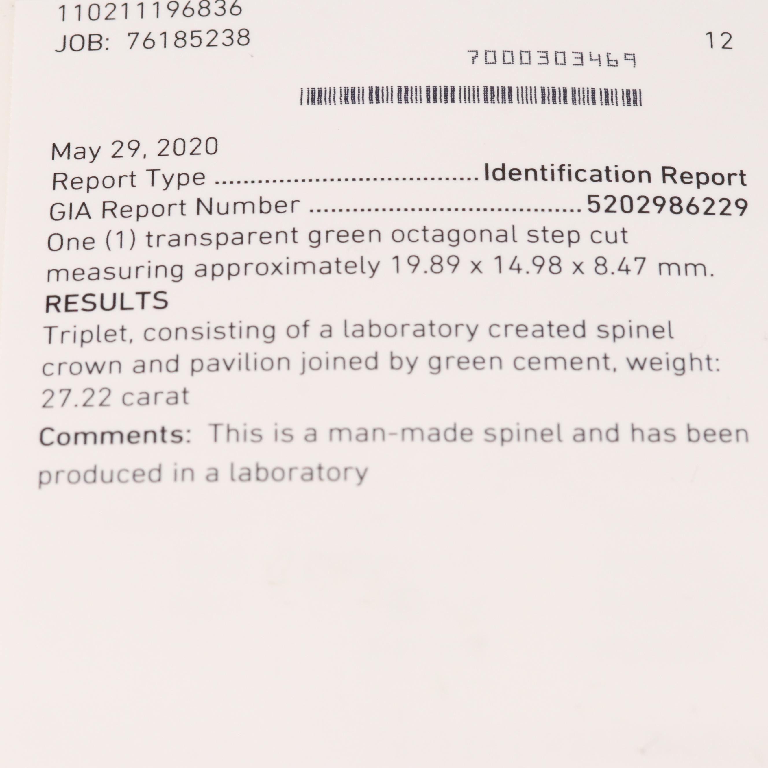 Loose Laboratory Grown Spinel Triplet with GIA Report