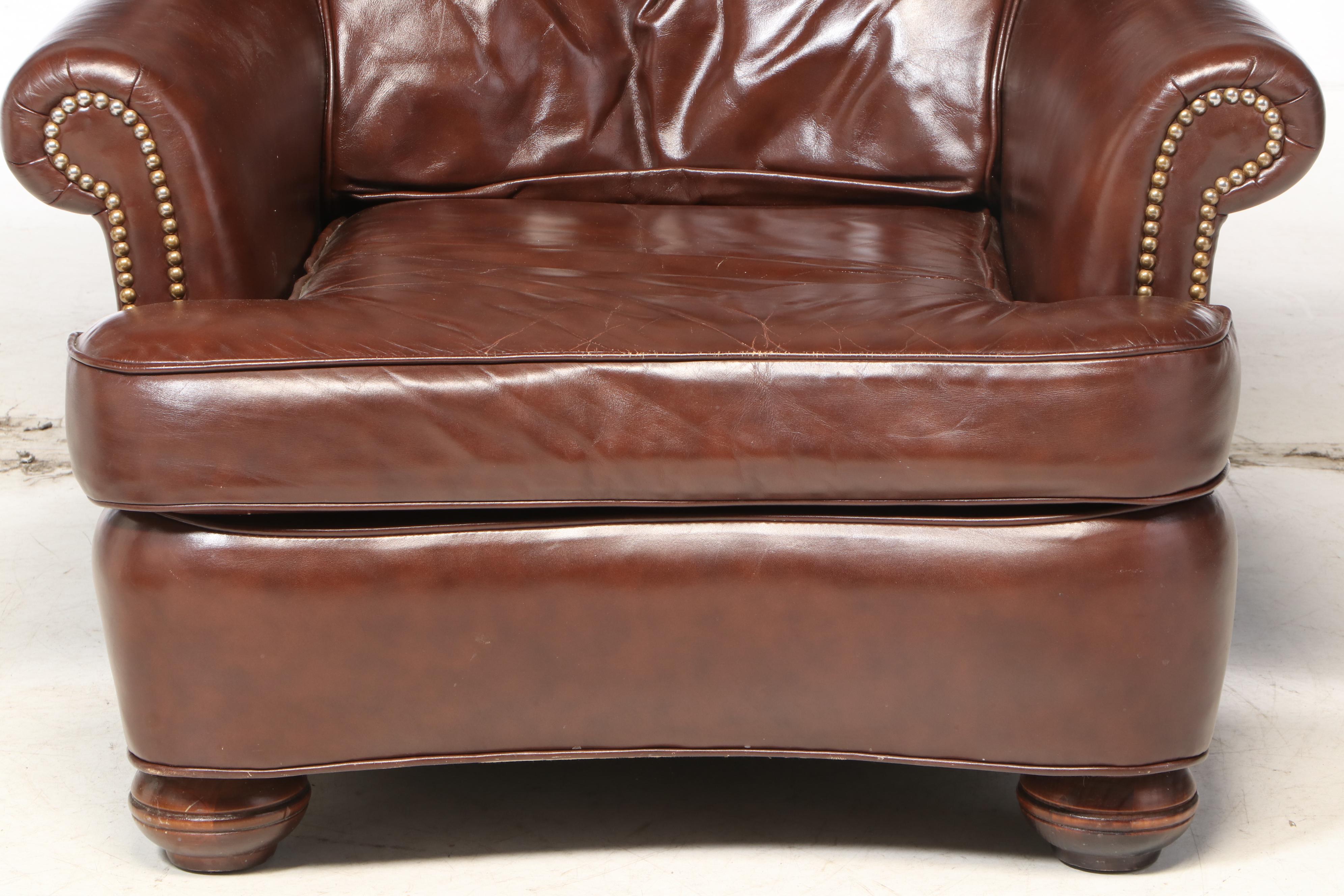 Distinction Furniture Bonded Leather Club Chair and Ottoman