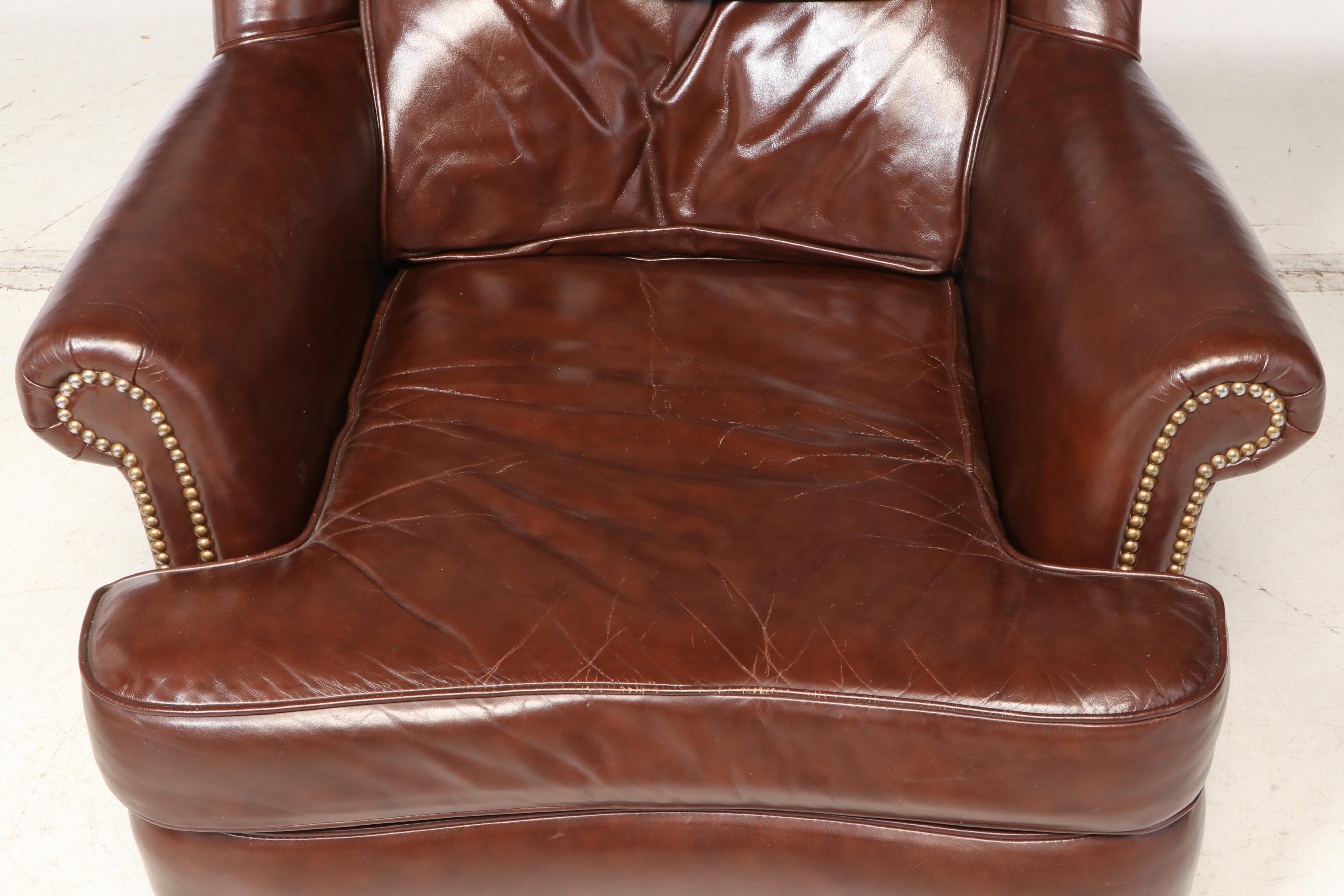 Distinction Furniture Bonded Leather Club Chair and Ottoman