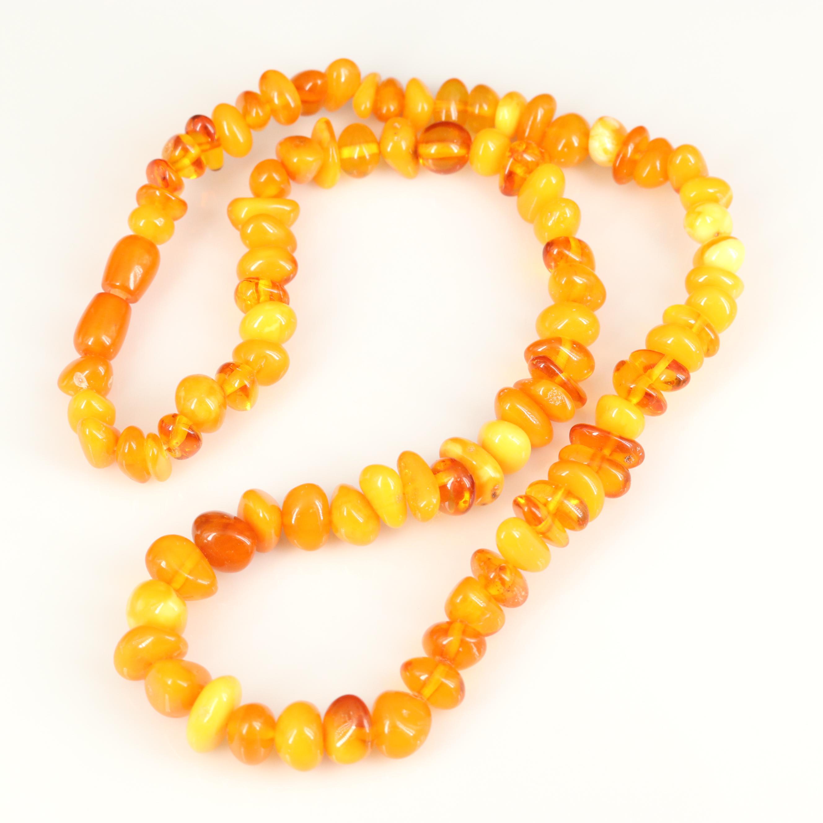 Mutton Fat Amber Beaded Necklace