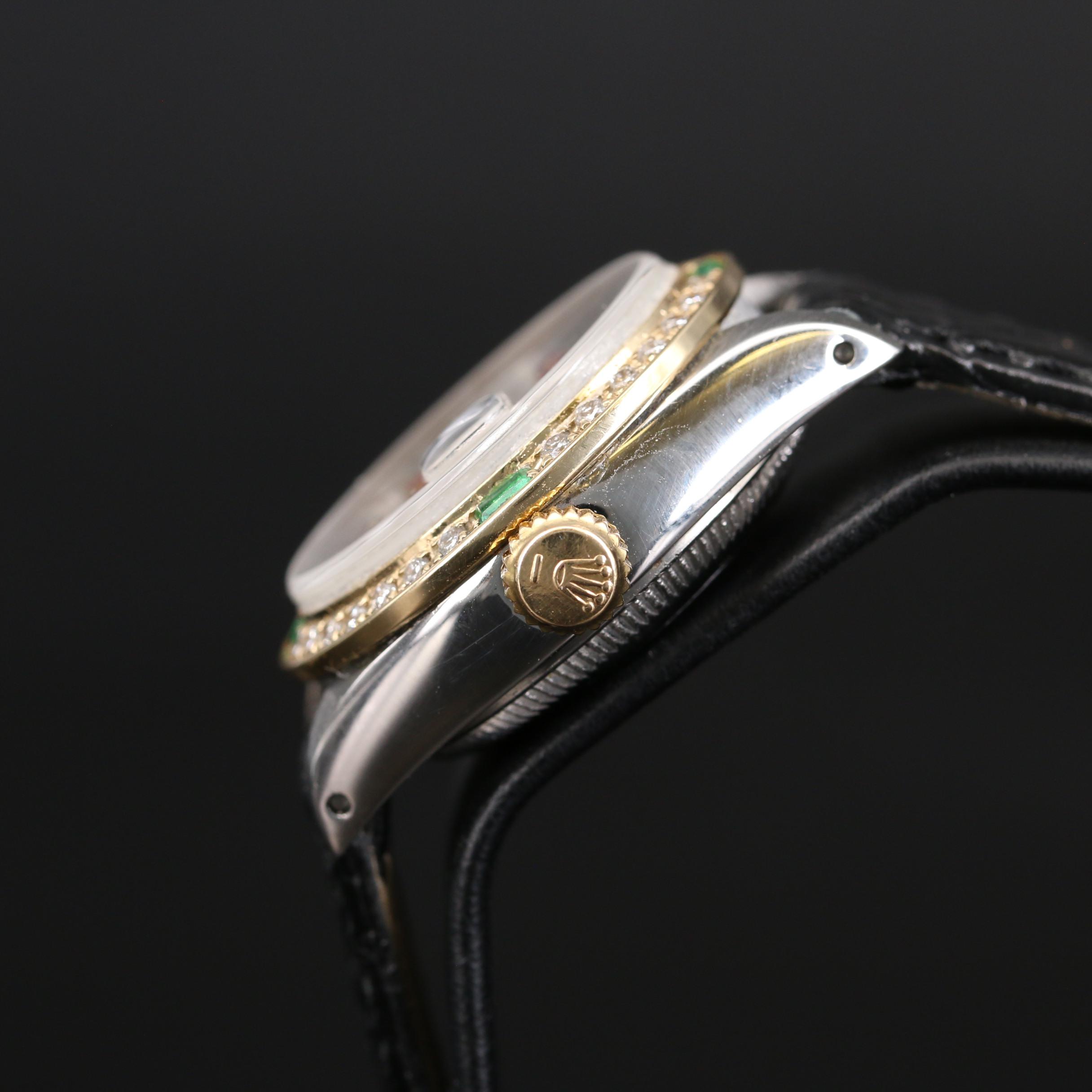 1984 Rolex Datejust 18K and Stainless Steel Diamond and Ruby Watch