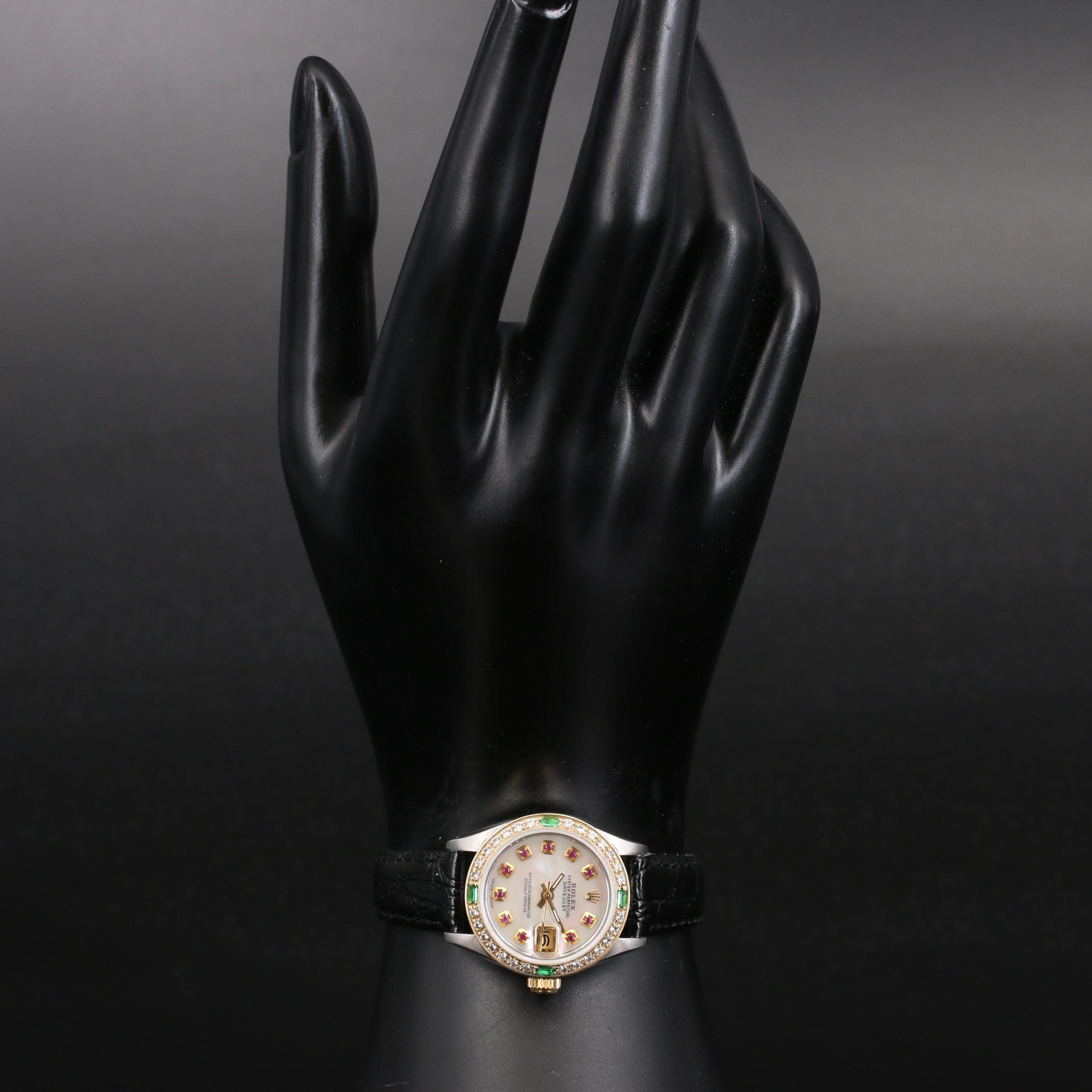 1984 Rolex Datejust 18K and Stainless Steel Diamond and Ruby Watch