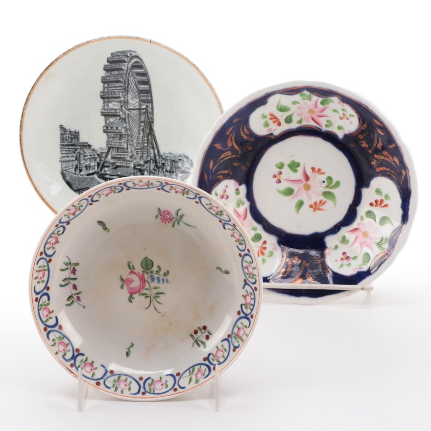 English Ceramic Pearlware and Other Blackpool Winter Garden Souvenir Saucers