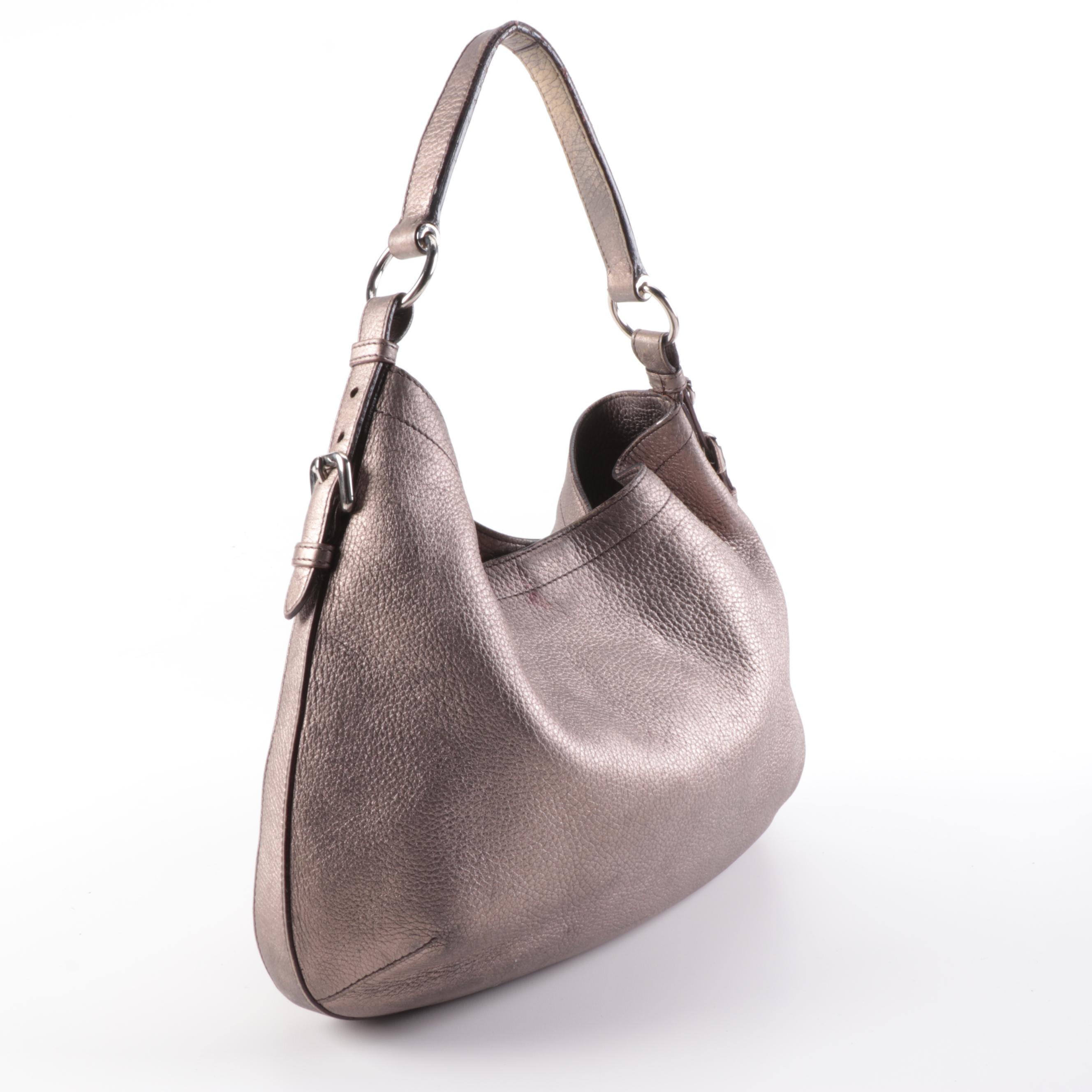 Prada Hobo Bag in Metallic Pebble Grained Leather