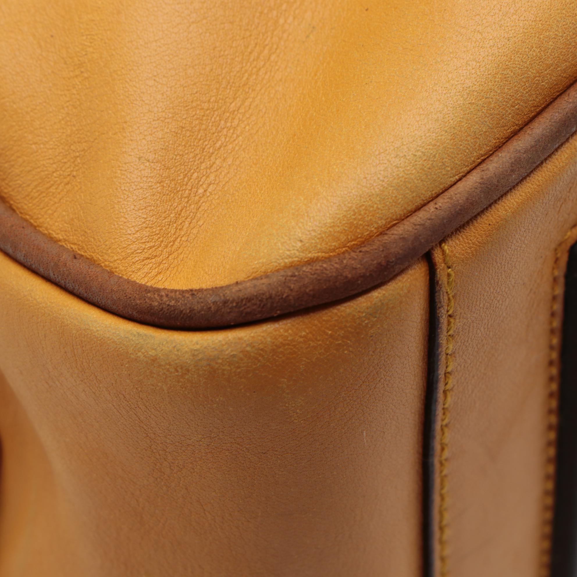 Prada Bowler Bag in Color-block Yellow and Brown Leather