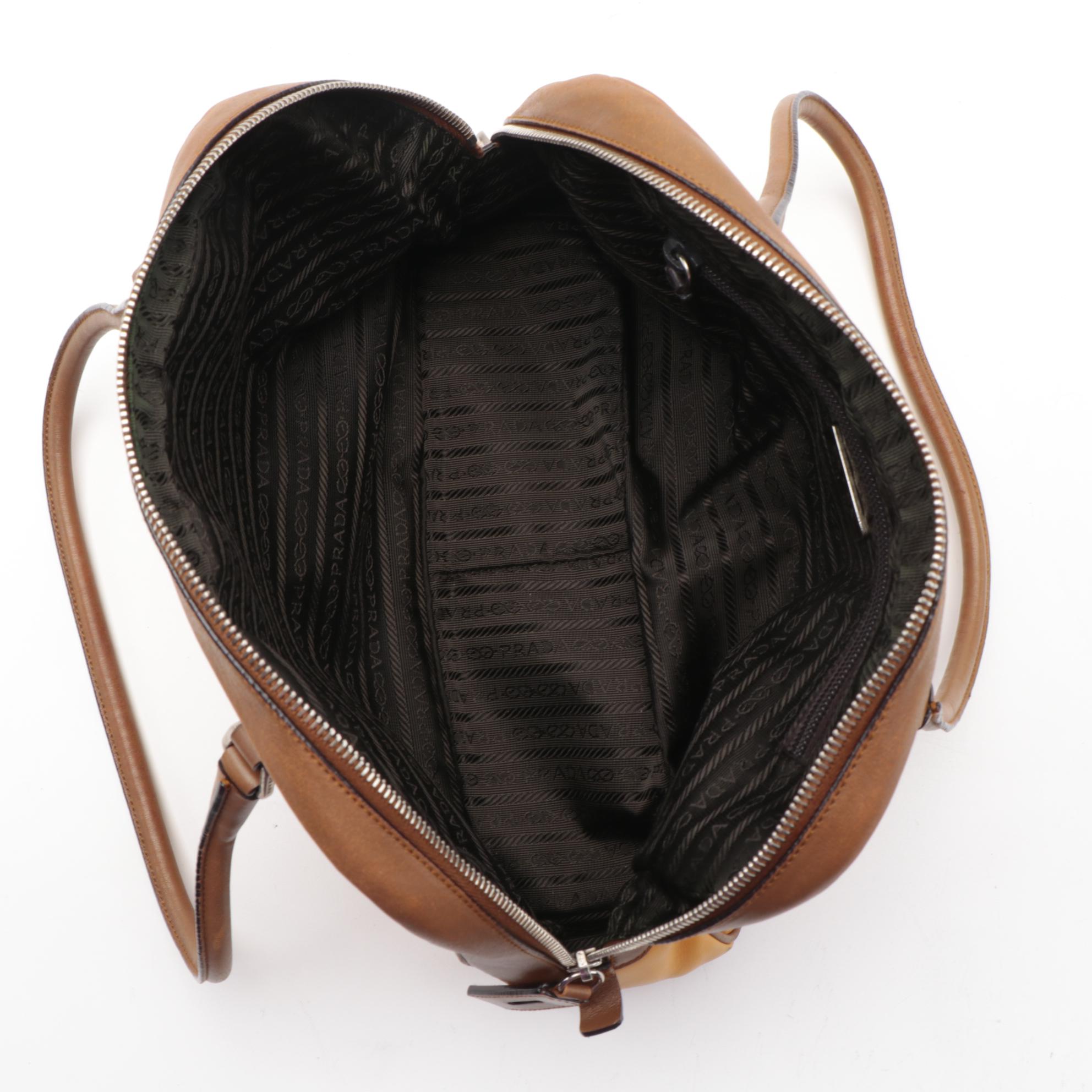 Prada Bowler Bag in Color-block Yellow and Brown Leather