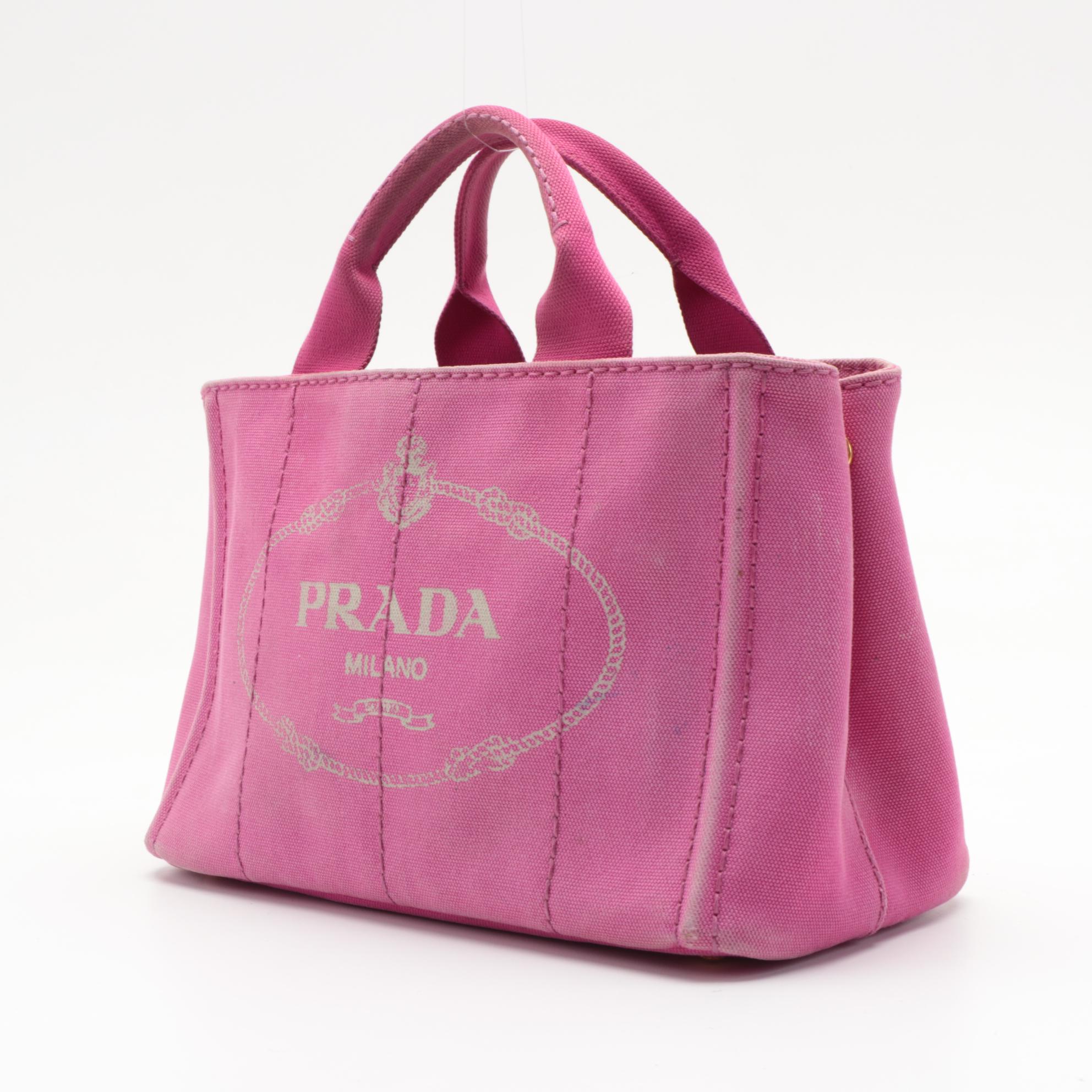 Prada Canapa Pink Canvas Tote Bag