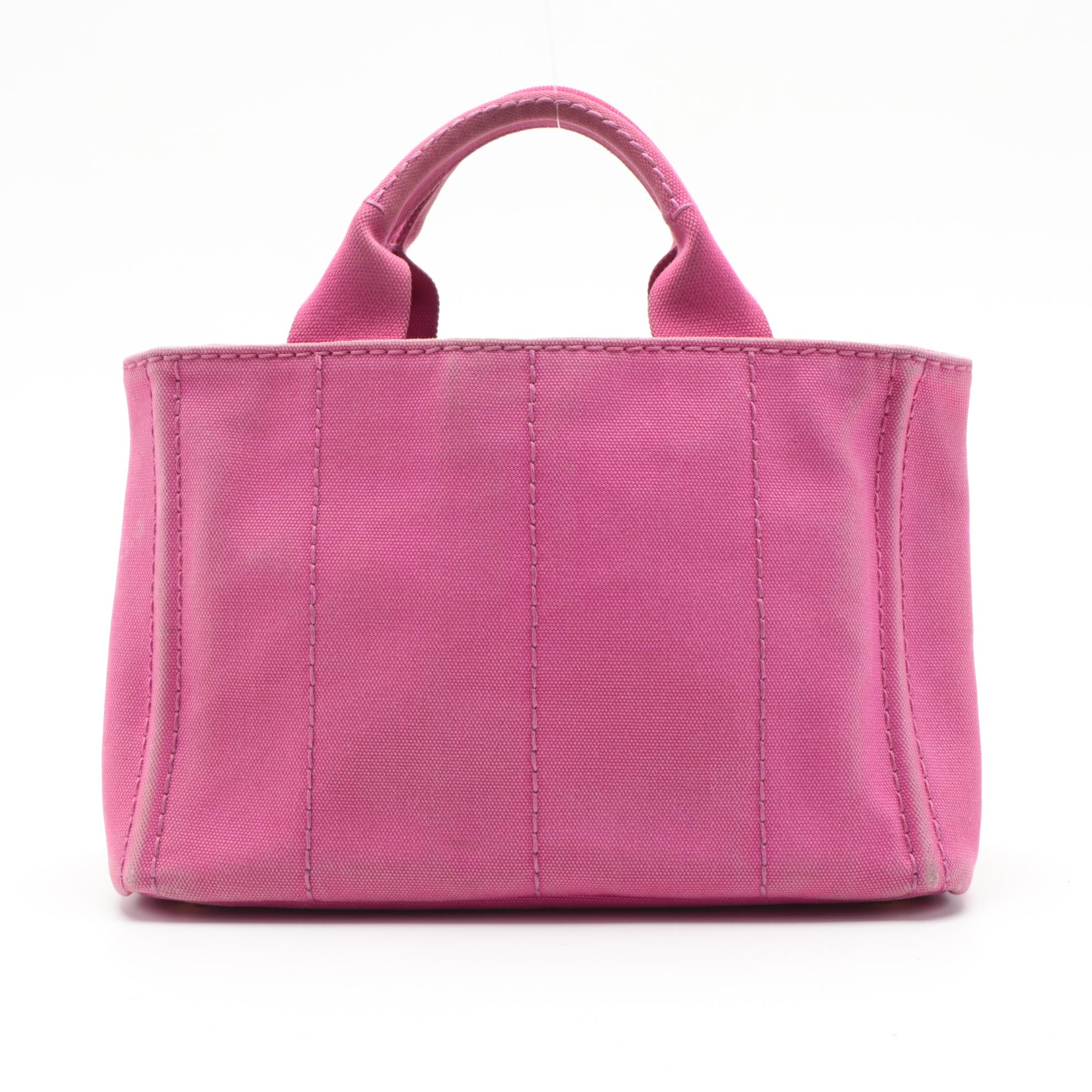 Prada Canapa Pink Canvas Tote Bag