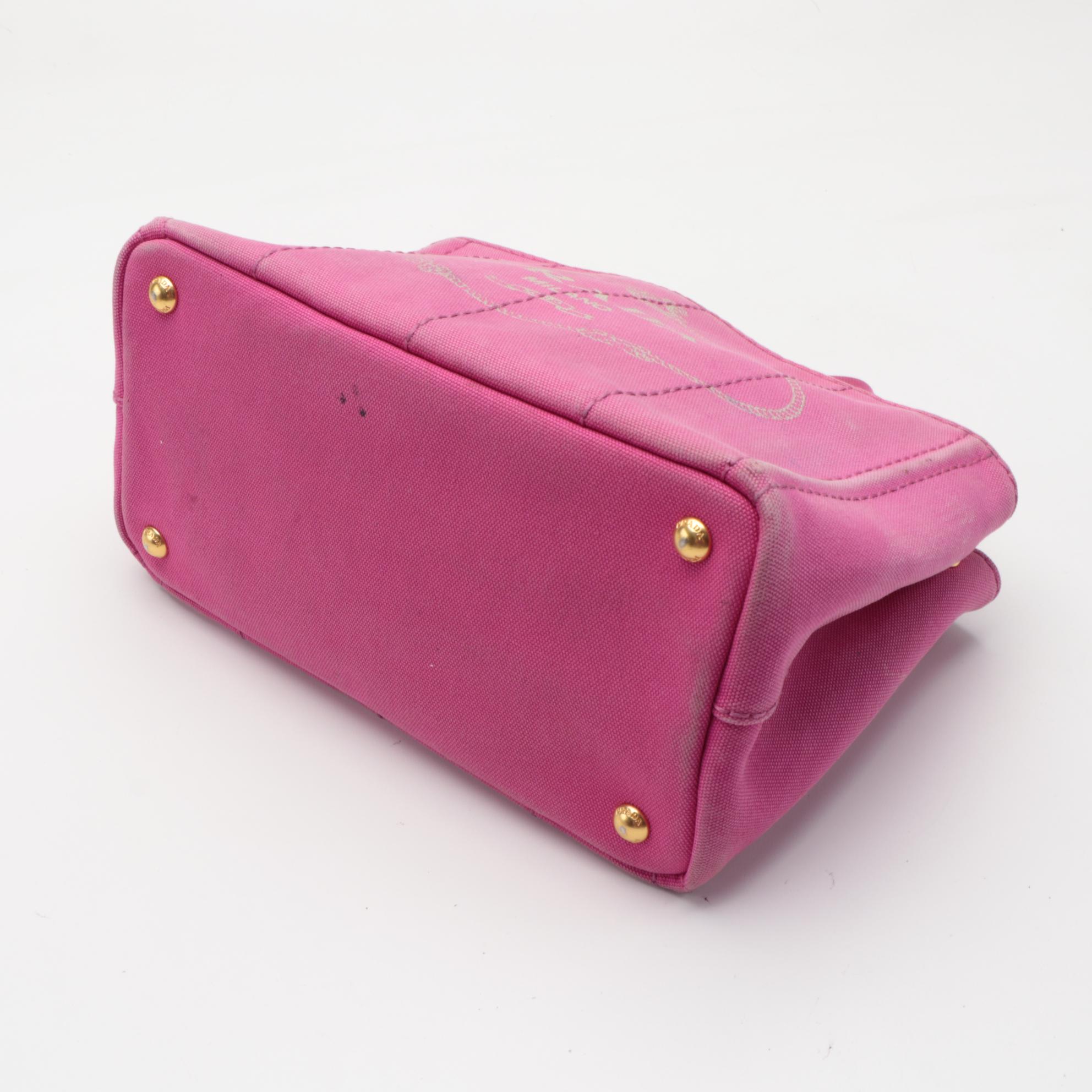 Prada Canapa Pink Canvas Tote Bag