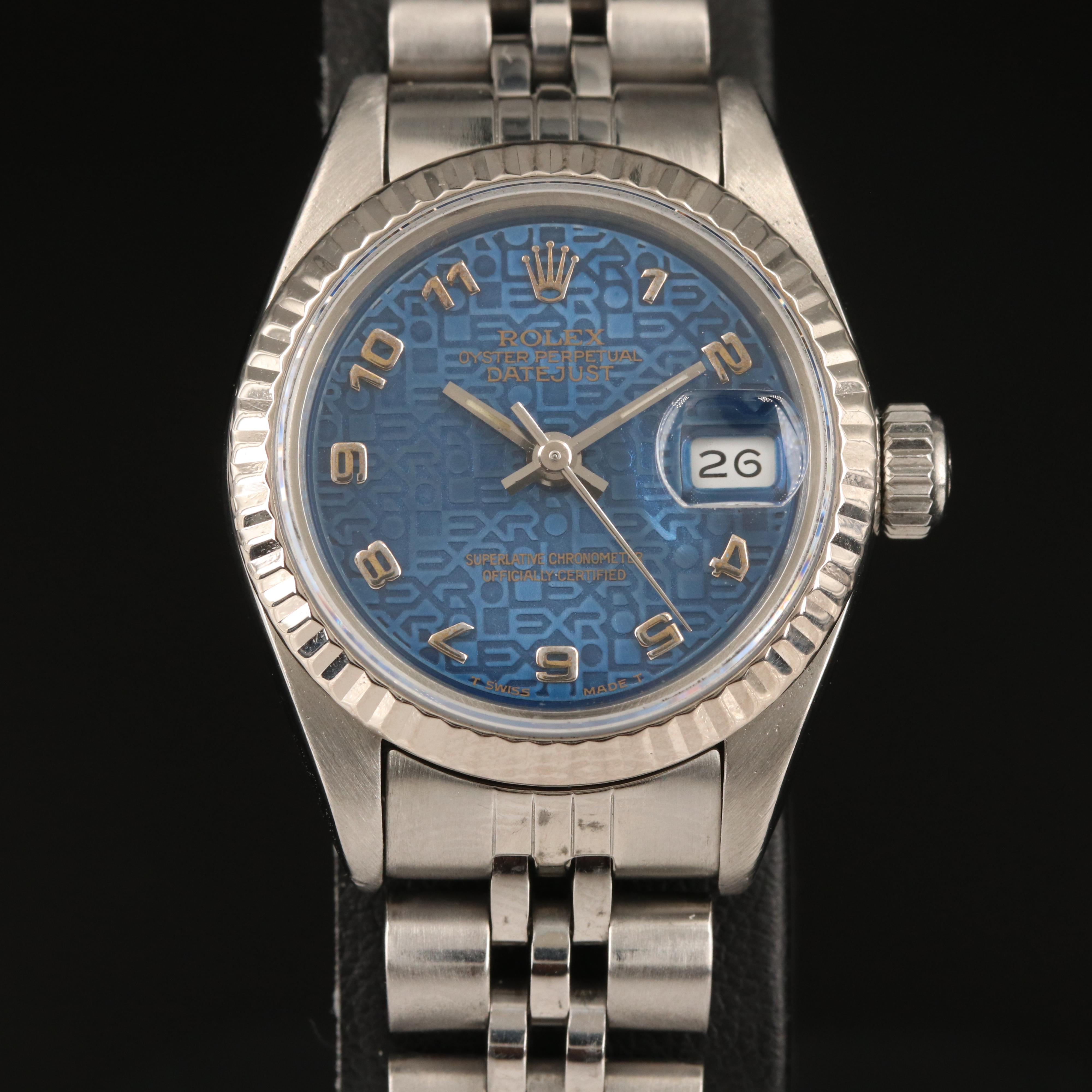 1990 Rolex Datejust Jubilee Dial 18K White Gold and Stainless Steel Watch