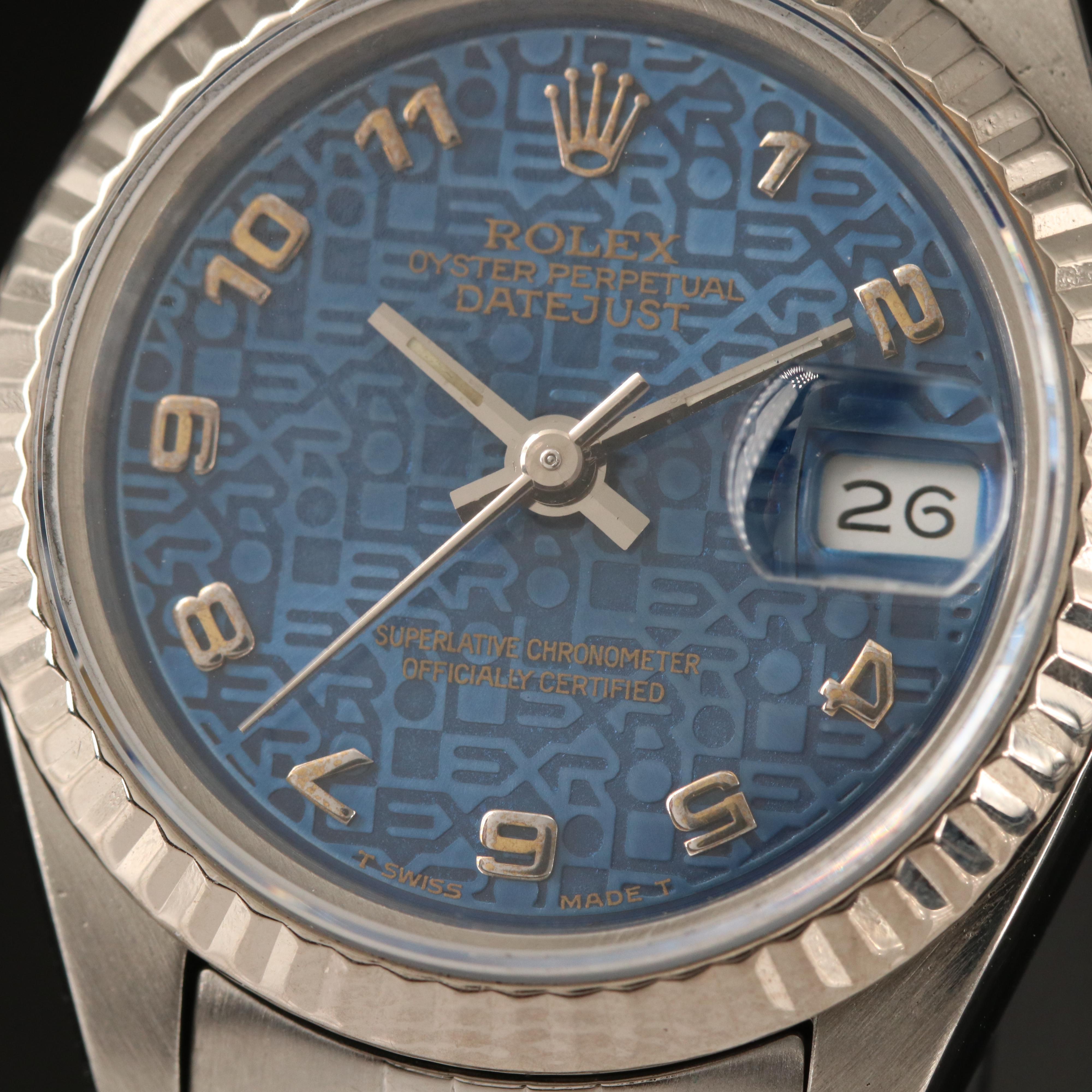 1990 Rolex Datejust Jubilee Dial 18K White Gold and Stainless Steel Watch