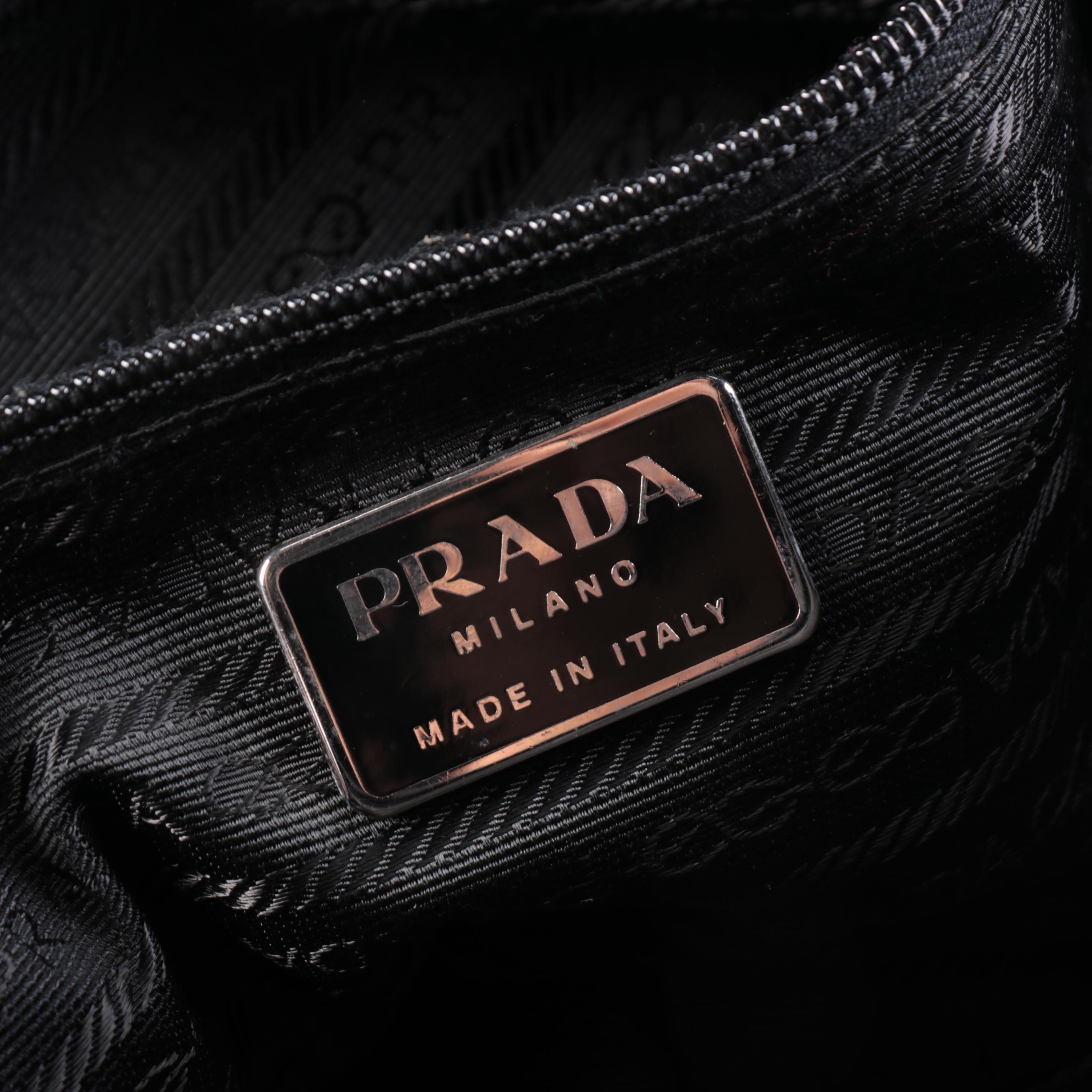 Prada Black Nylon Tessuto and Leather Shoulder Bag