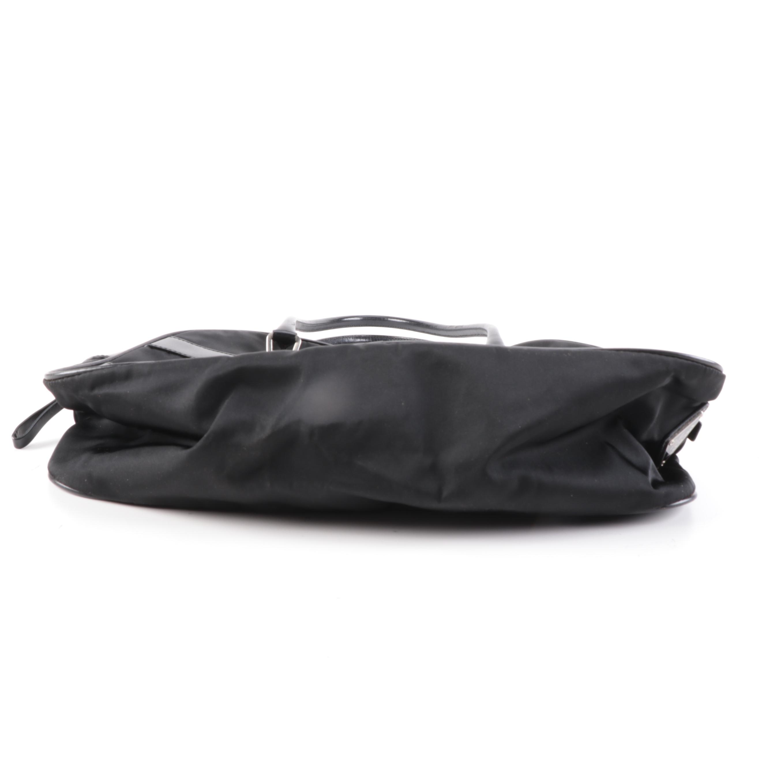 Prada Black Nylon Tessuto and Leather Shoulder Bag