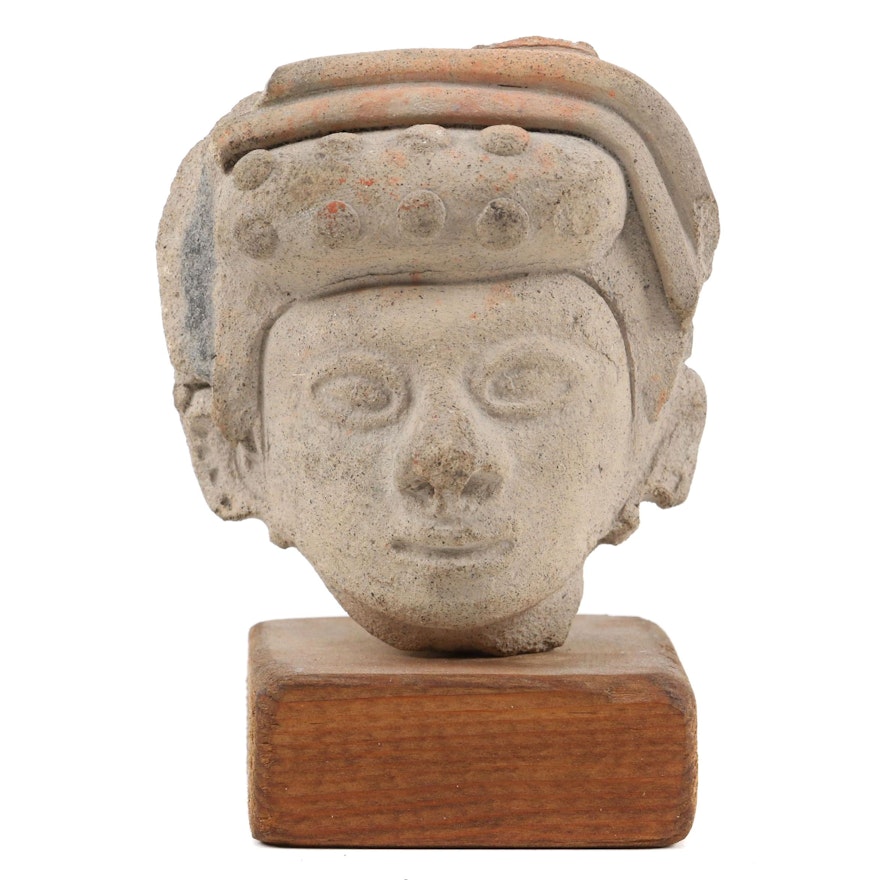 Pre-Columbian Manabi Style Earthenware Head, c. 1200 C.E.