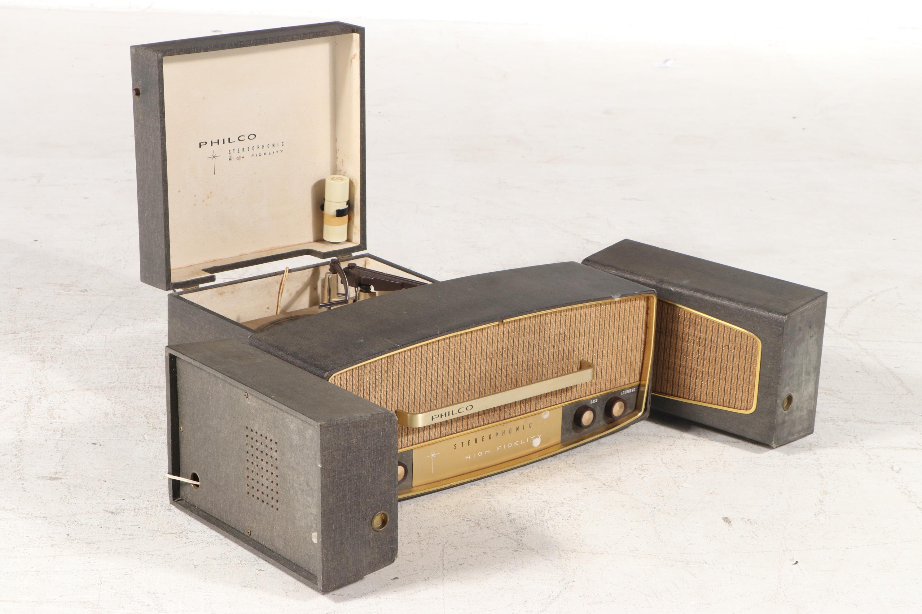 Philco Stereophonic High Fidelity Portable Radio and Record Player, Mid-20th C