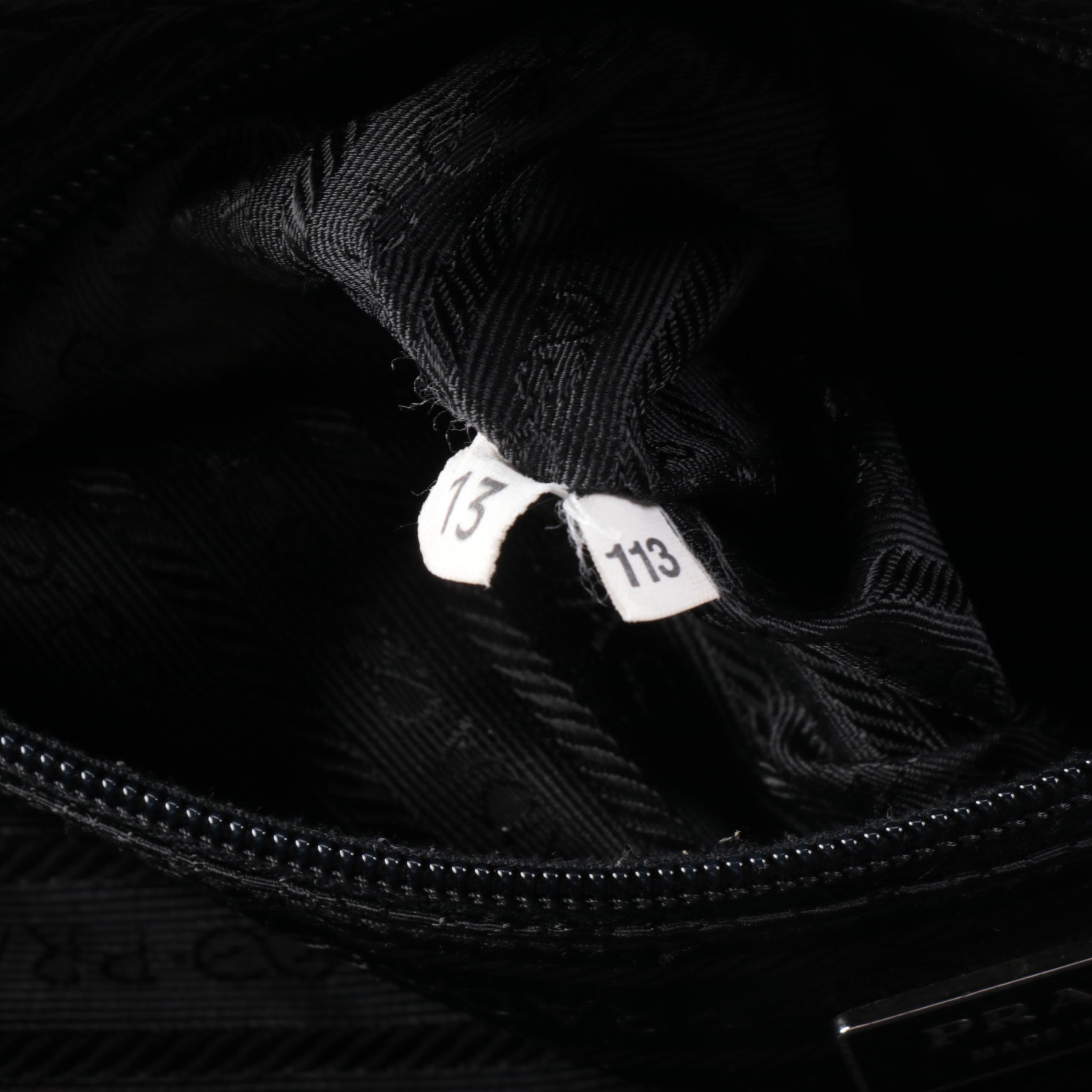 Prada Domed Shoulder Bag in Khaki Green Tessuto Nylon and Black Leather