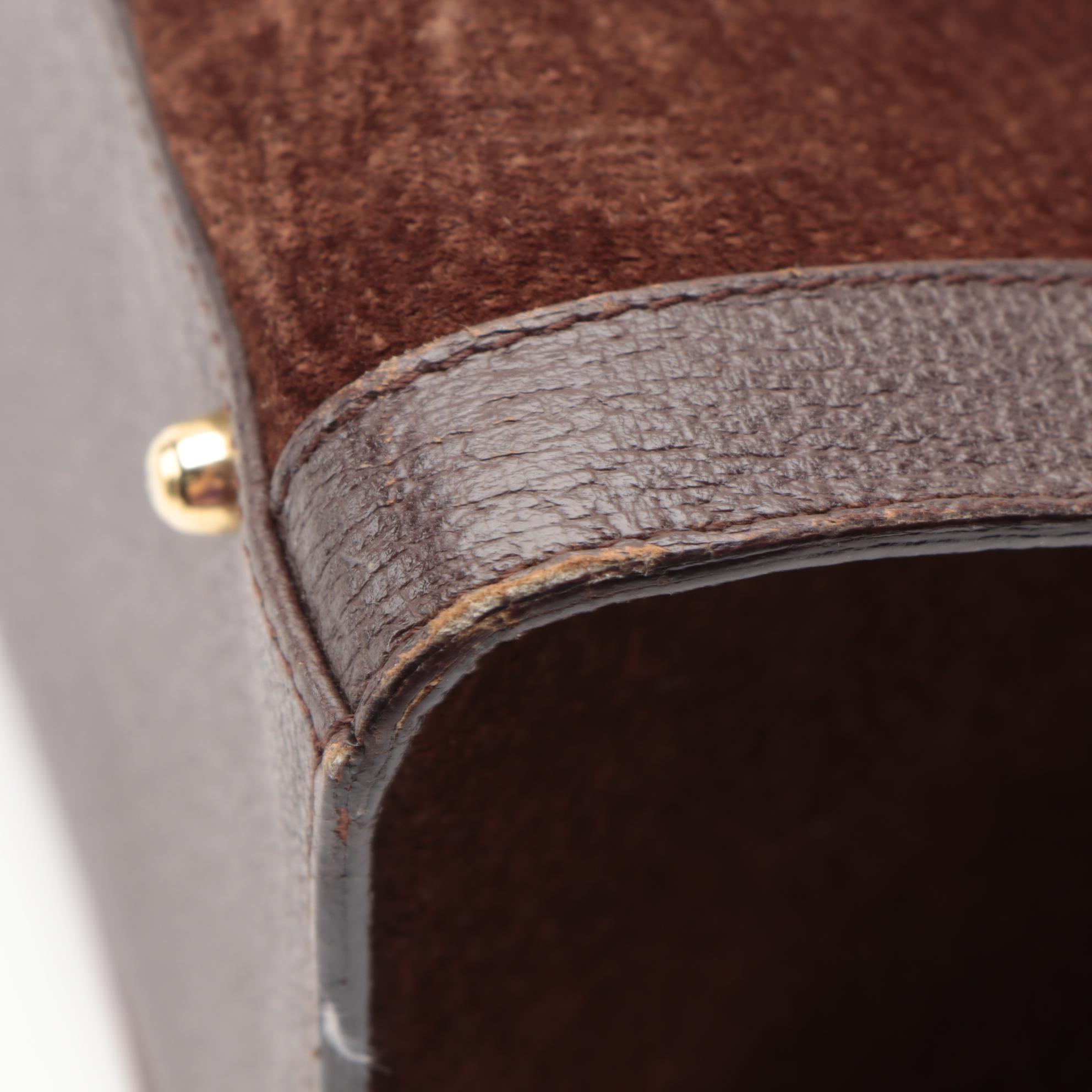 Gucci Diana Bamboo Handle Tote Bag in Brown Suede and Leather