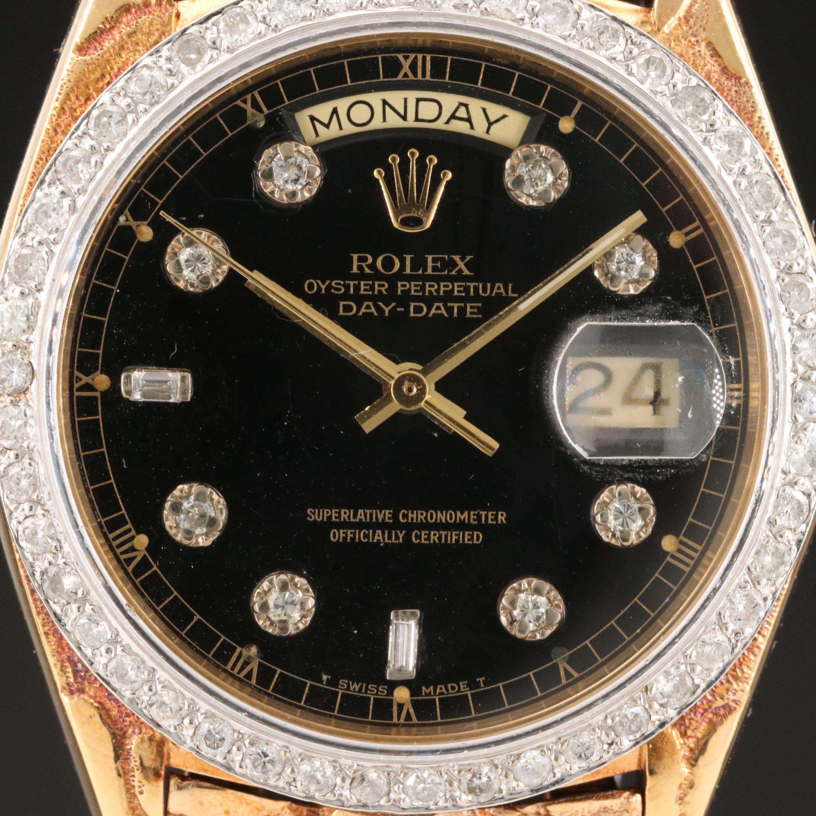 1979 Rolex 18K Yellow Gold 1.15 CTW Diamond Day-Date Watch