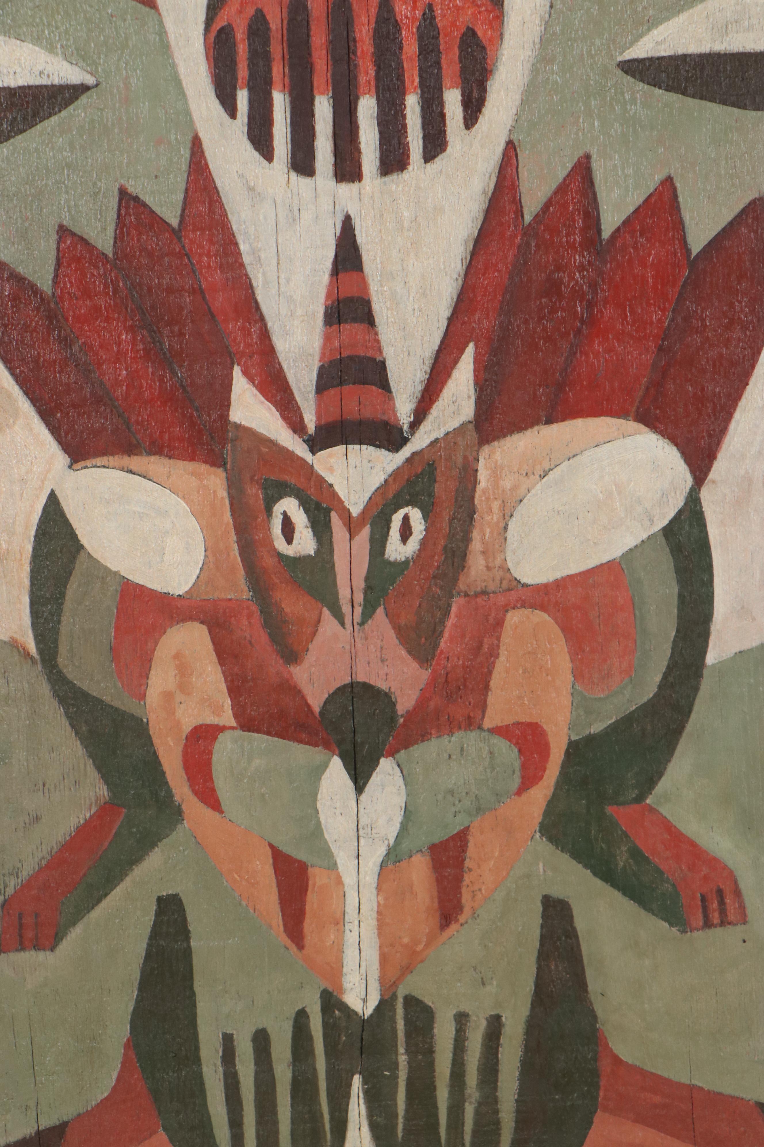 Robert Szesko Abstract Oil Painting on Wood, Late 20th Century