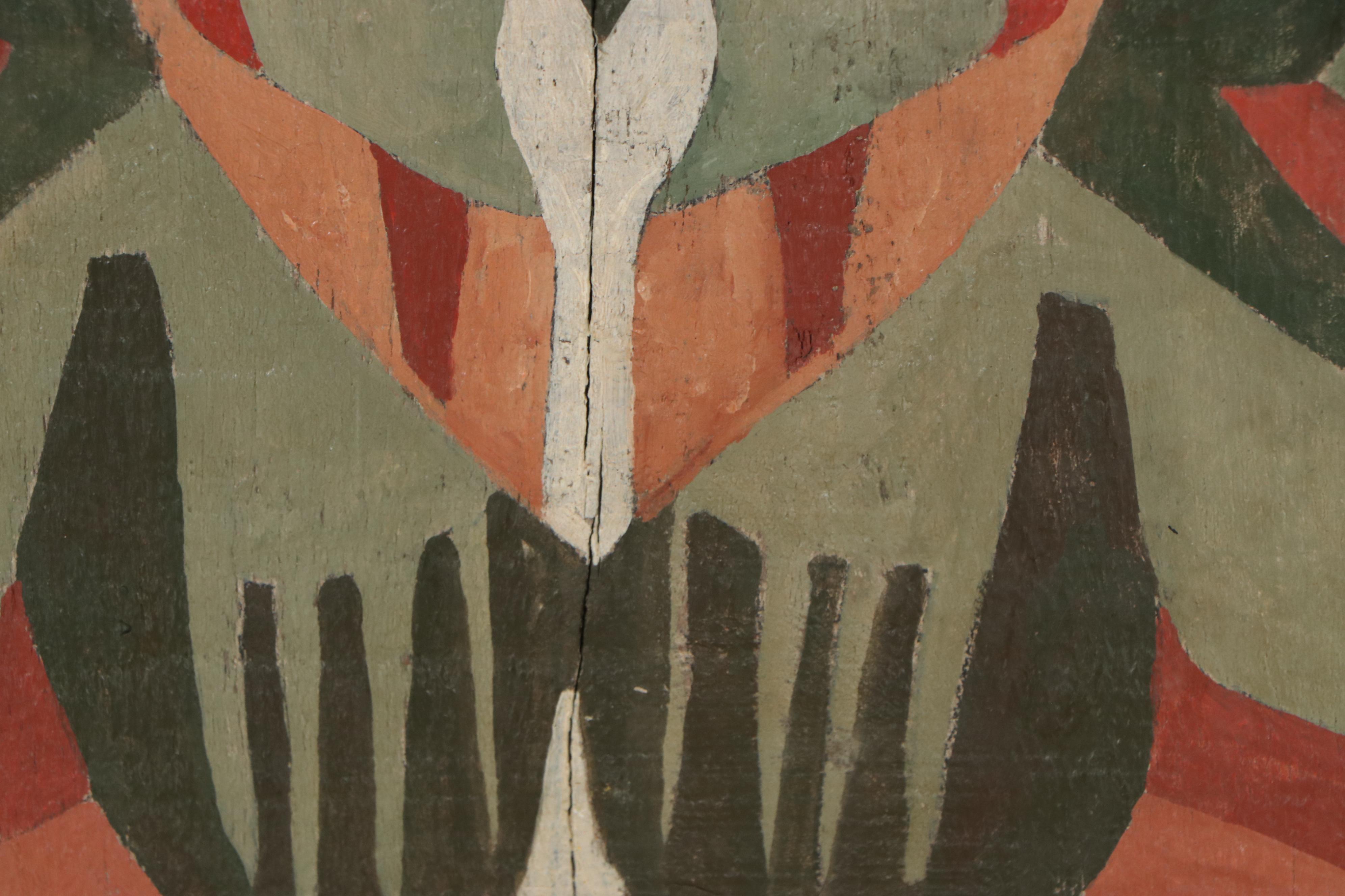 Robert Szesko Abstract Oil Painting on Wood, Late 20th Century