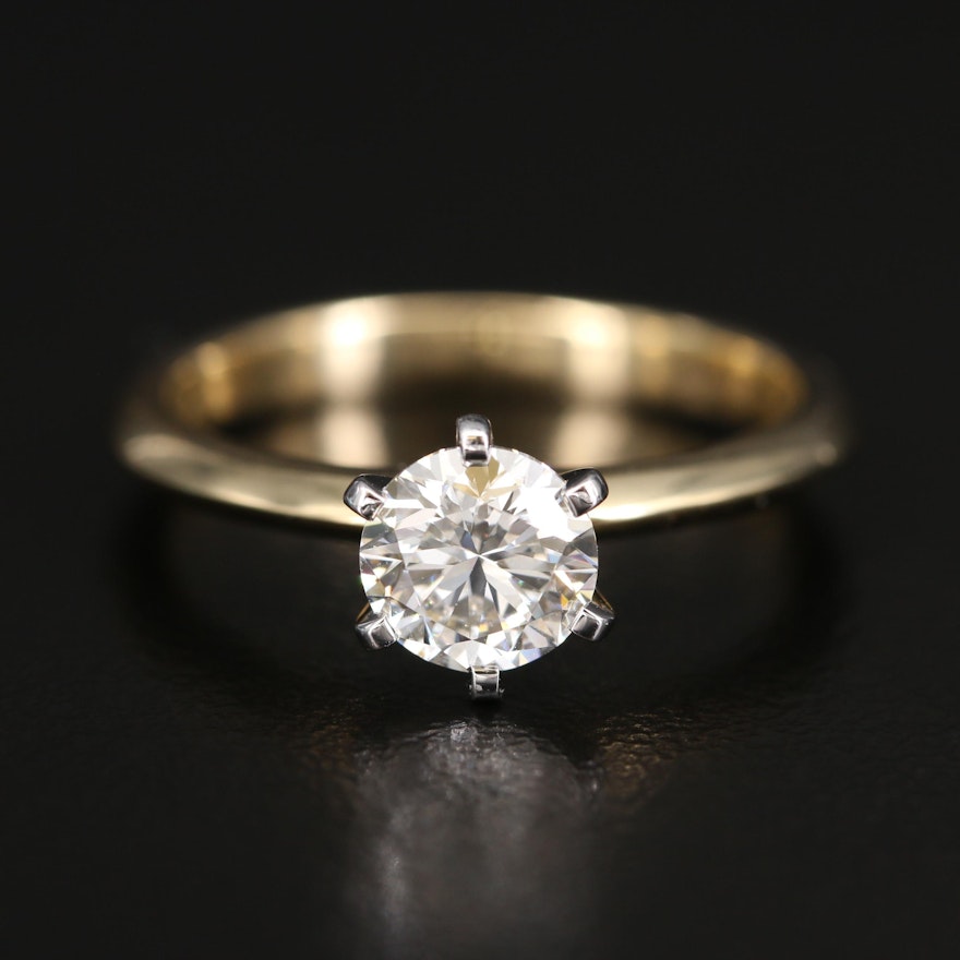 18K 0.93 CT Diamond Solitaire Ring