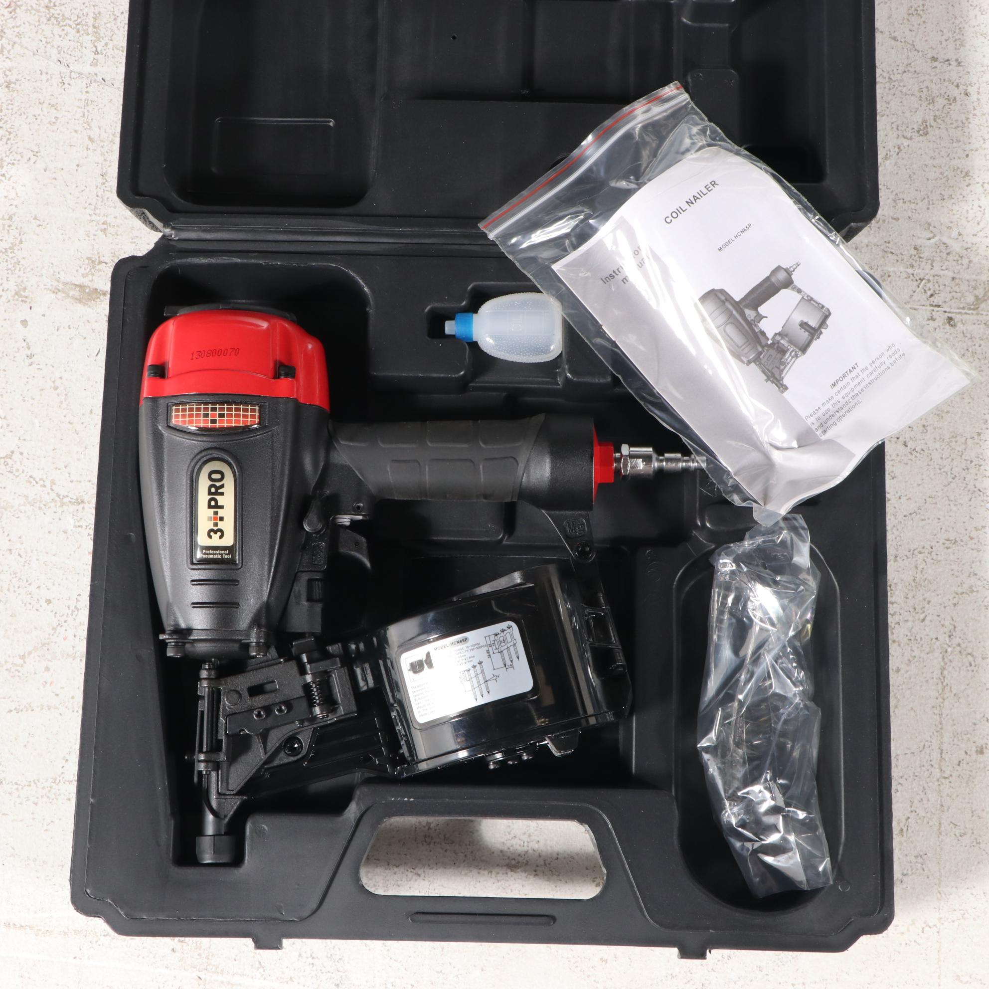 NextWay 3 PRO HCN65P Siding Coil Nailer with Case, Accessories
