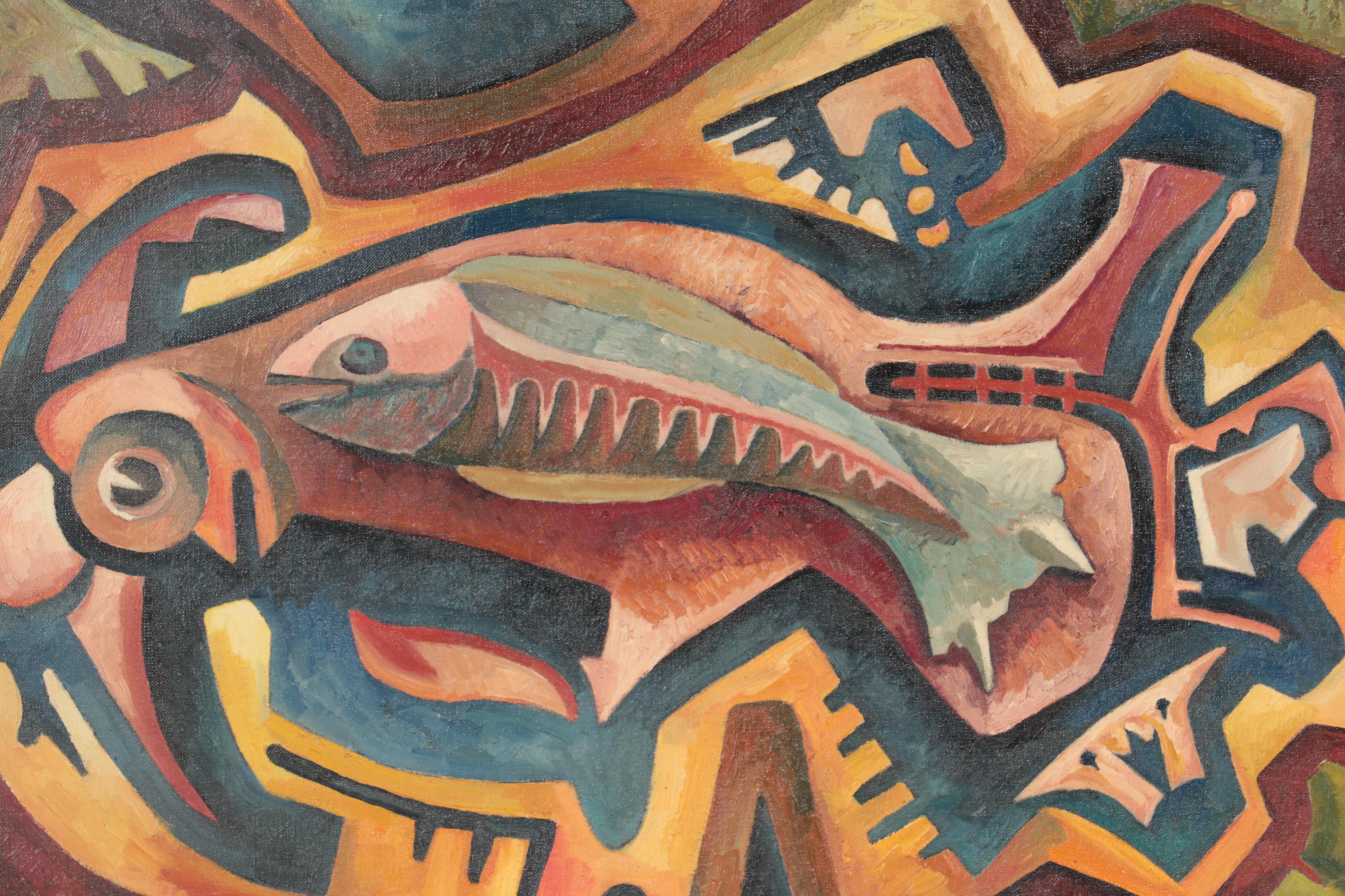 Robert Szesko Modernist Oil Painting "Changeling," Late 20th Century