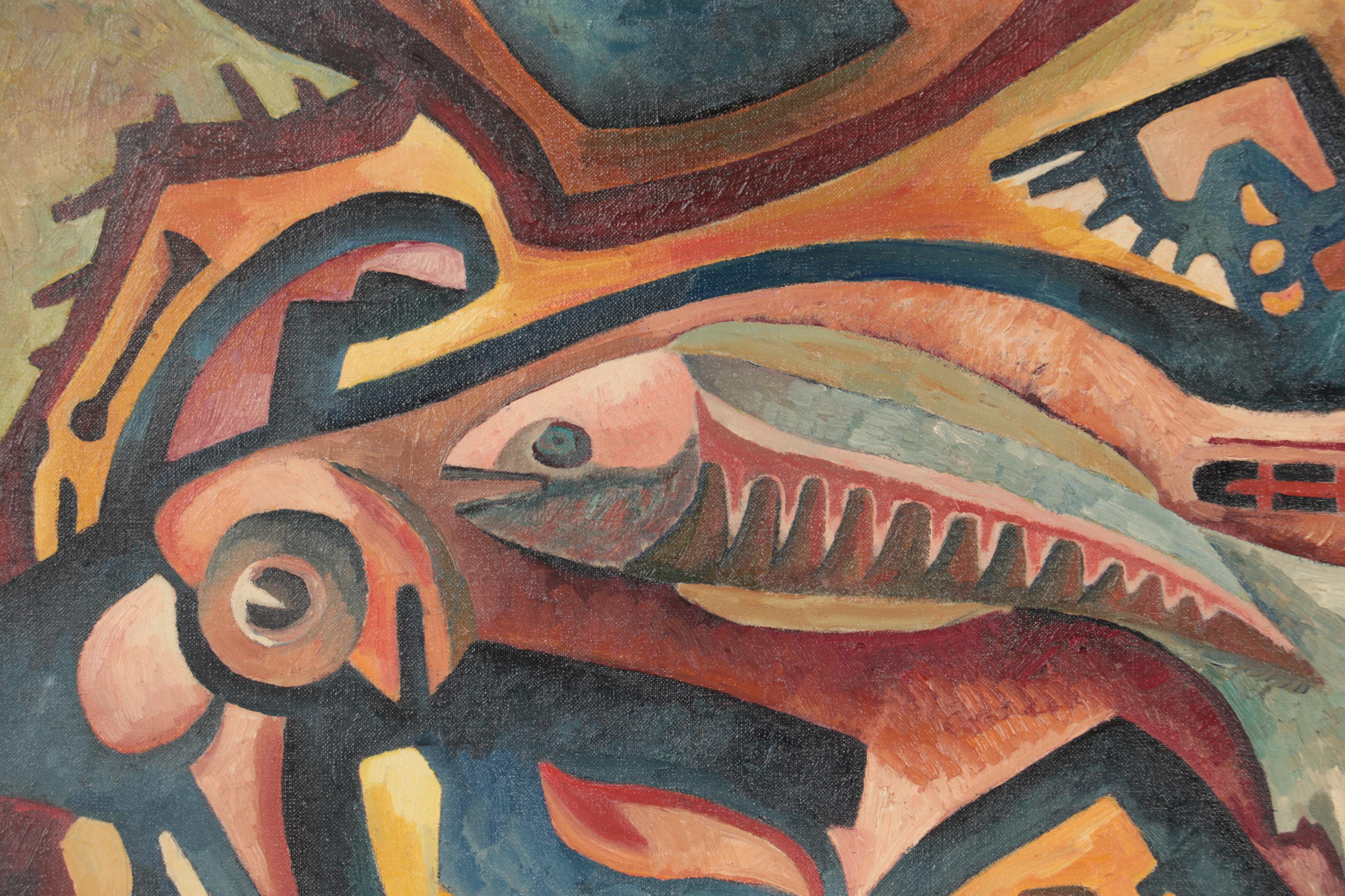 Robert Szesko Modernist Oil Painting "Changeling," Late 20th Century