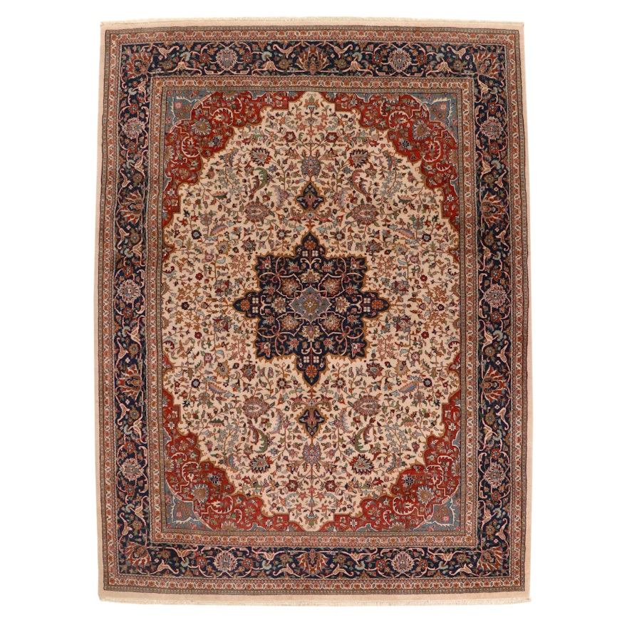 9'2 x 12'6 Hand-Knotted Persian Isfahan Room Sized Rug